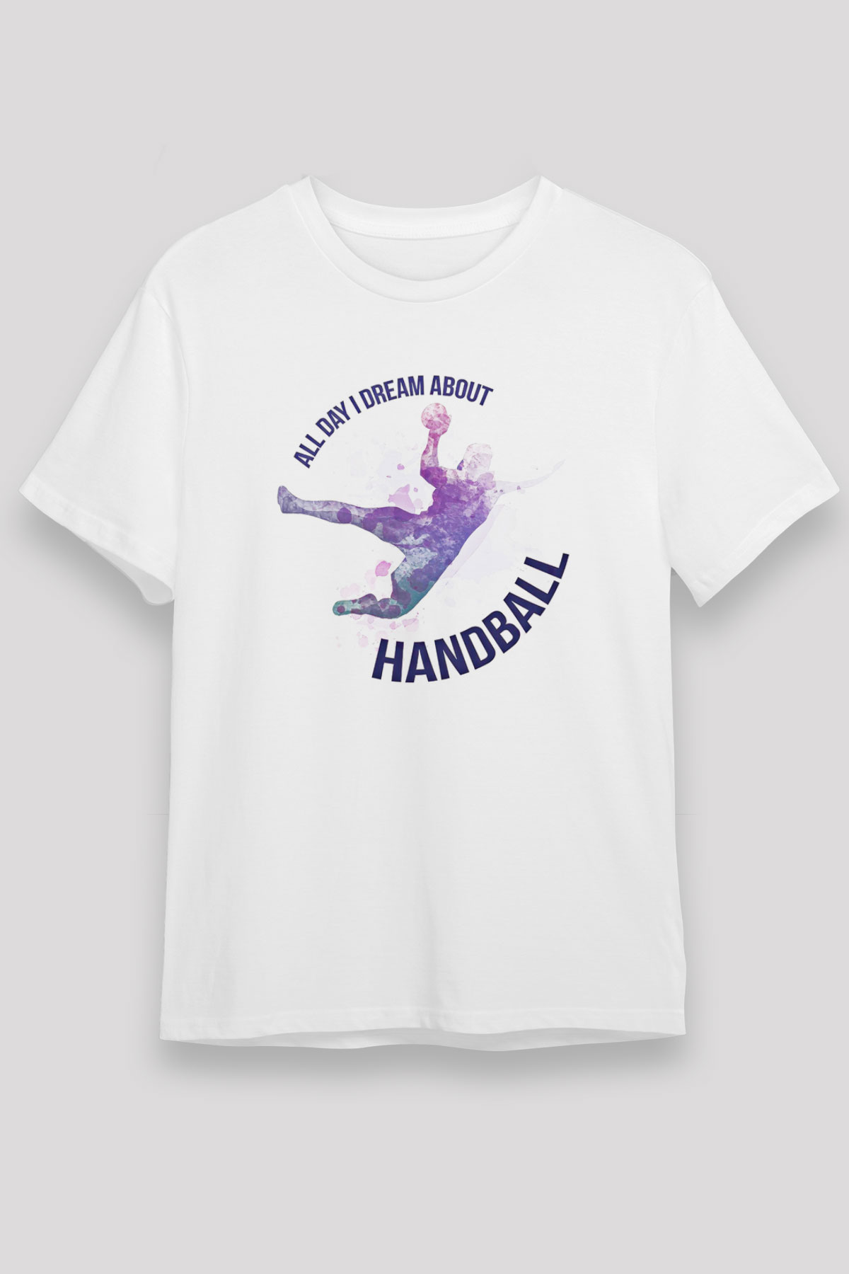 Handball Baskılı Unisex Beyaz Tişört - Tshirt