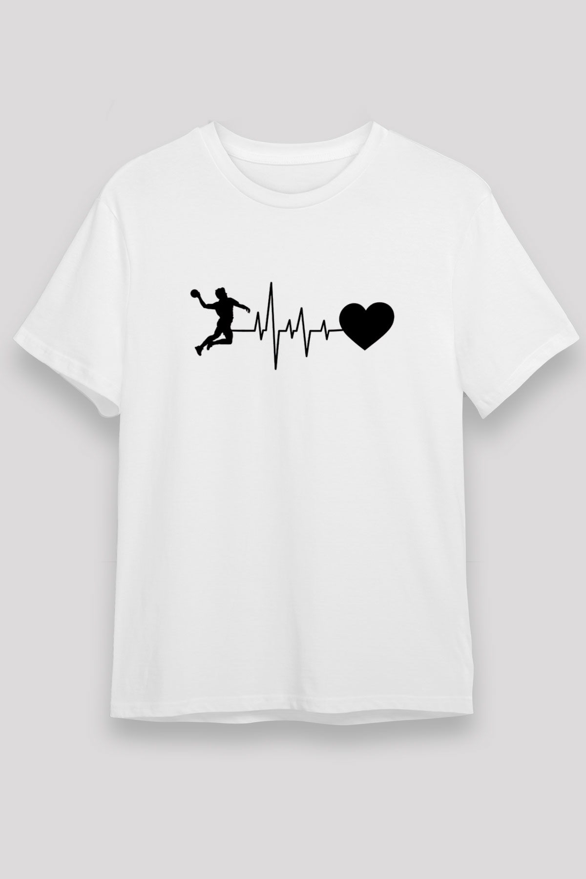 Handball Baskılı Unisex Beyaz Tişört - Tshirt