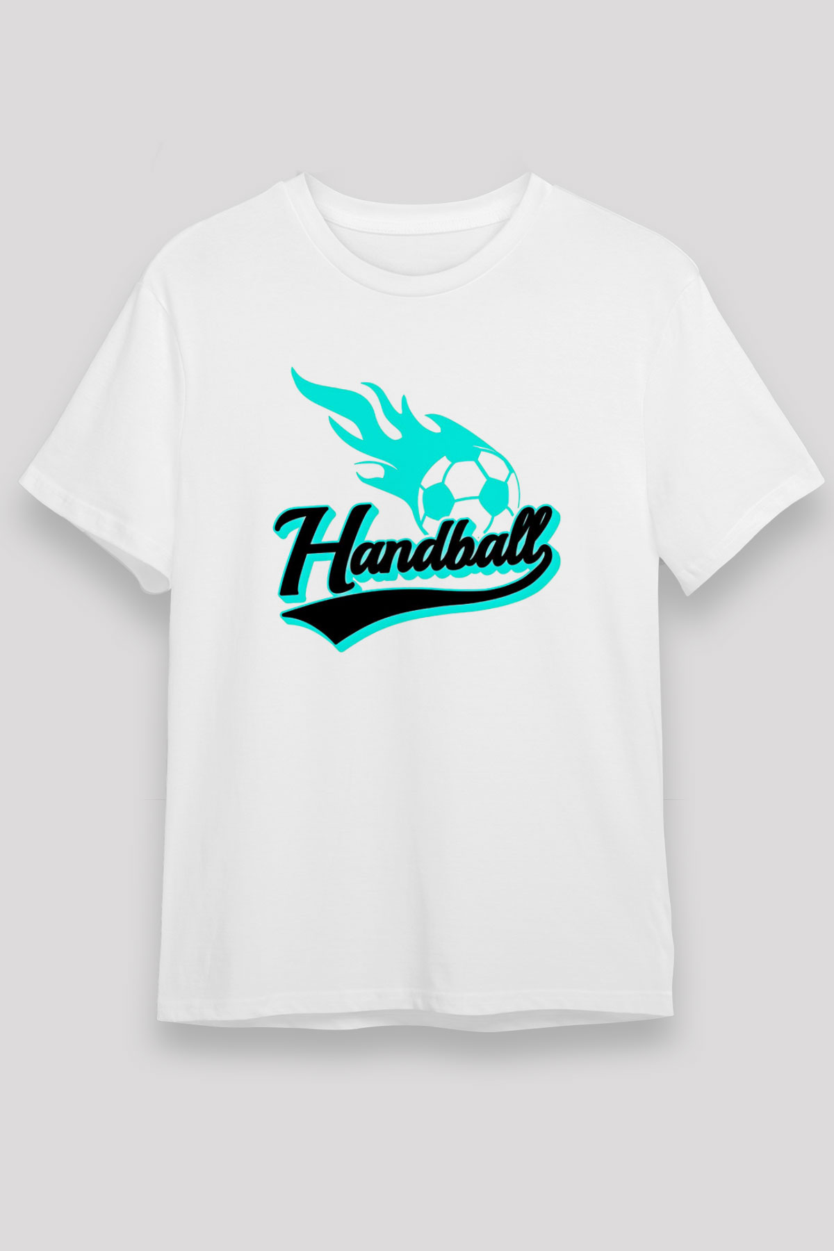 Handball Baskılı Unisex Beyaz Tişört - Tshirt