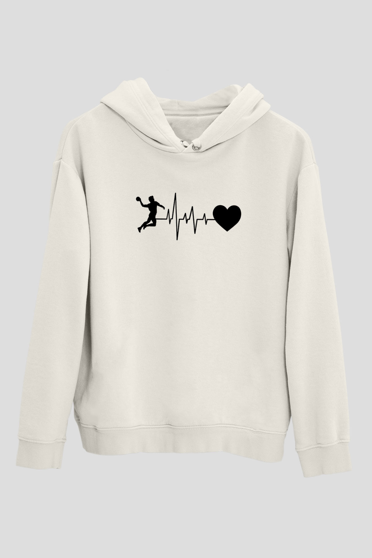Handball Baskılı Unisex Ekru Hoodie