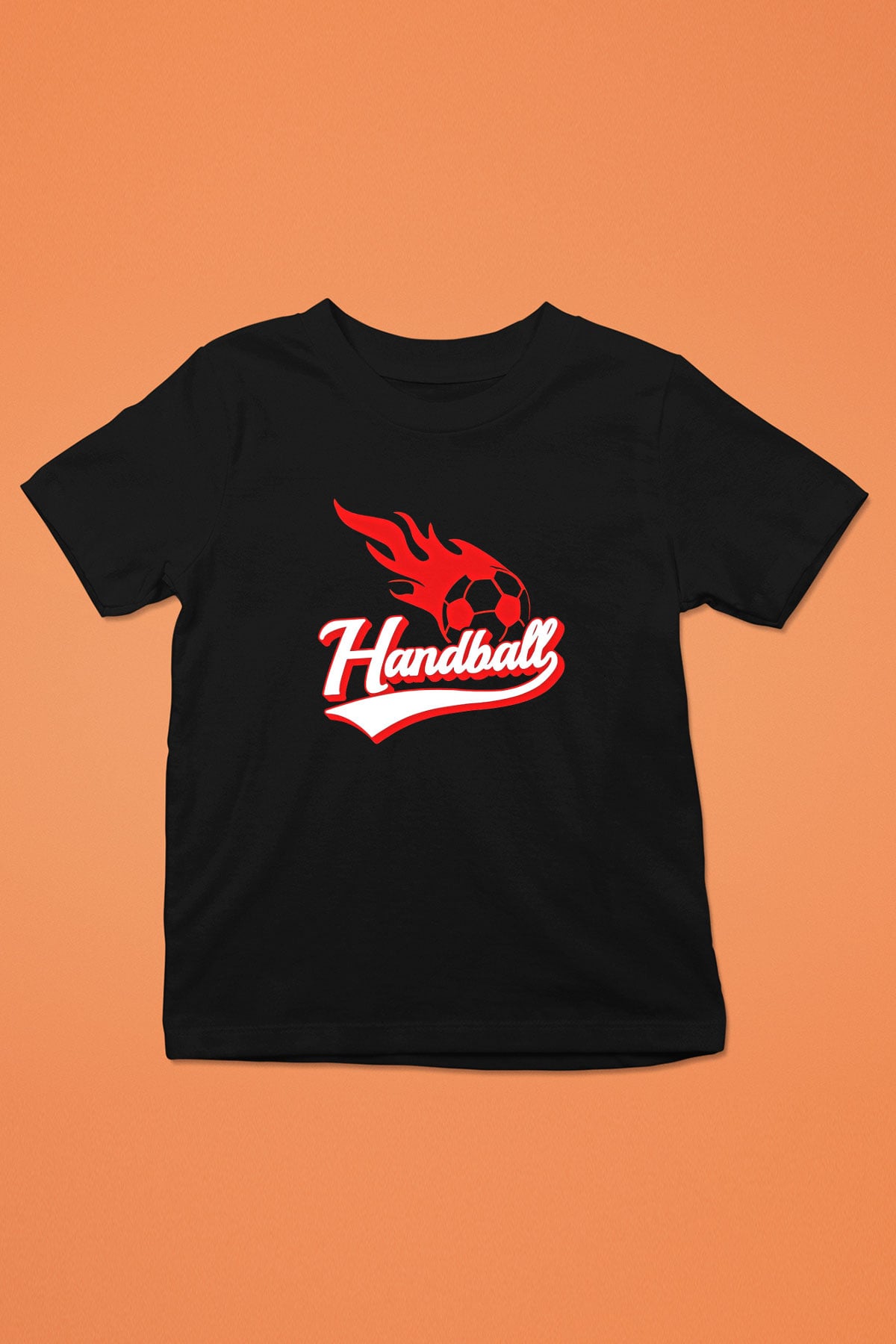 Handball Baskılı Unisex Siyah Çocuk Tİşörtü - Tshirt