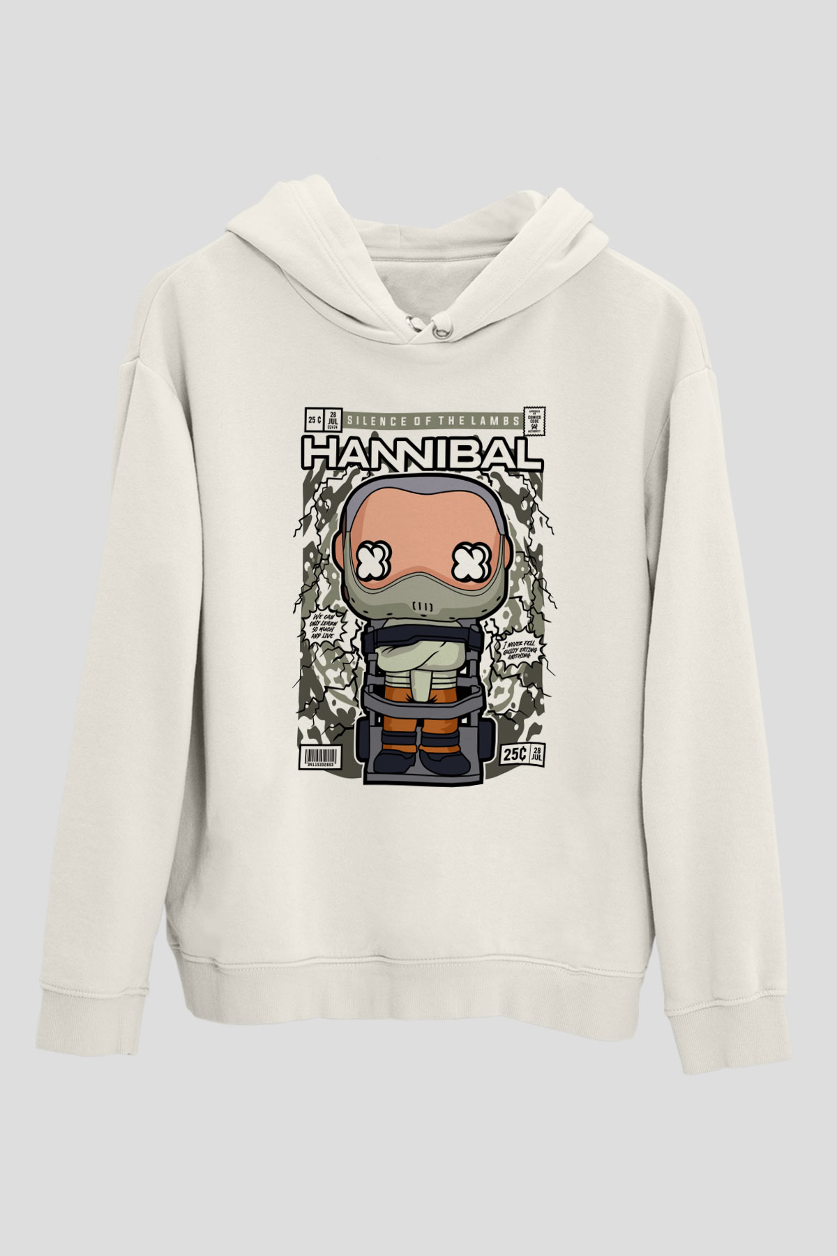 Hannibal Baskılı Unisex Beyaz Hoodie