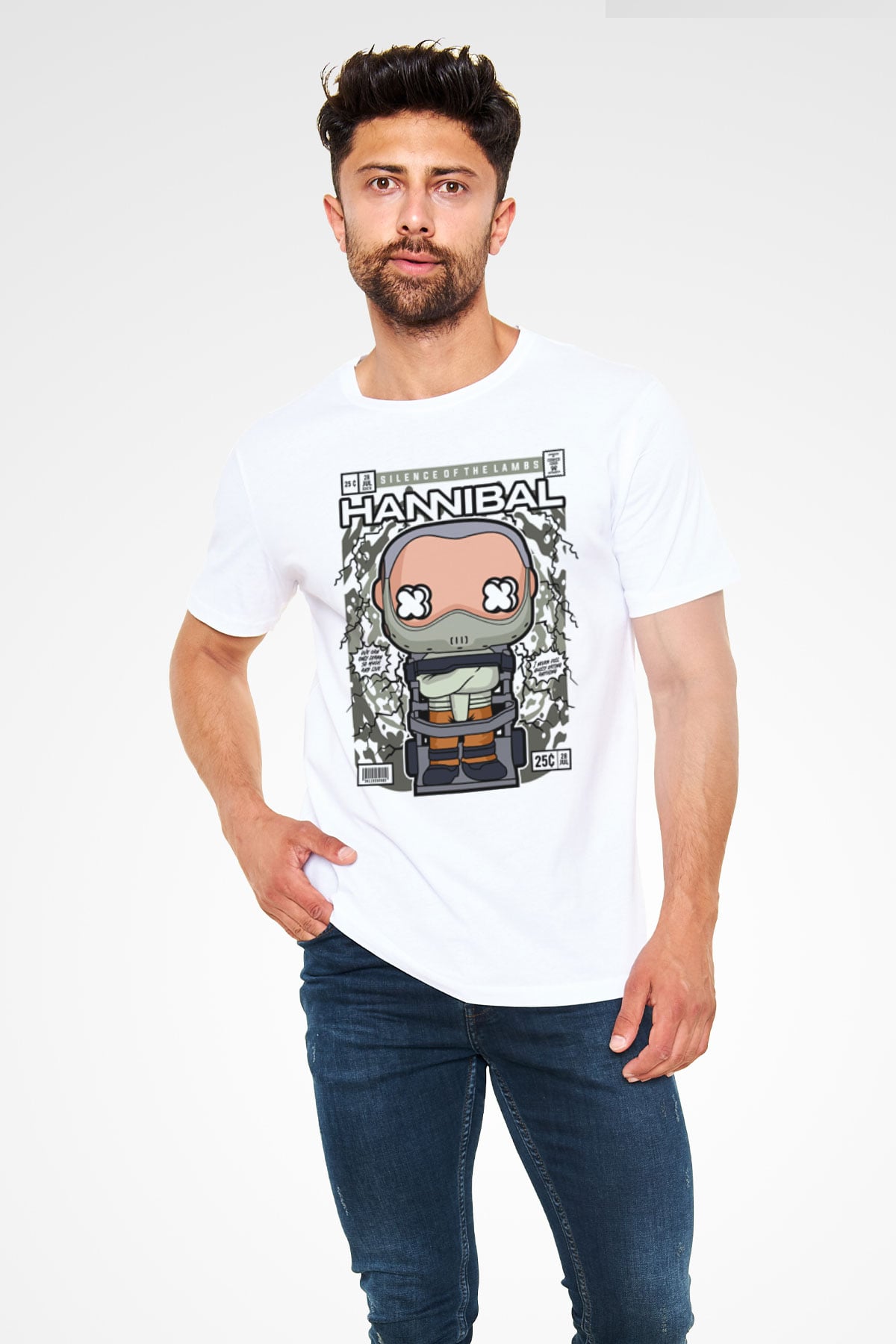 Hannibal Baskılı Unisex Beyaz Tişört