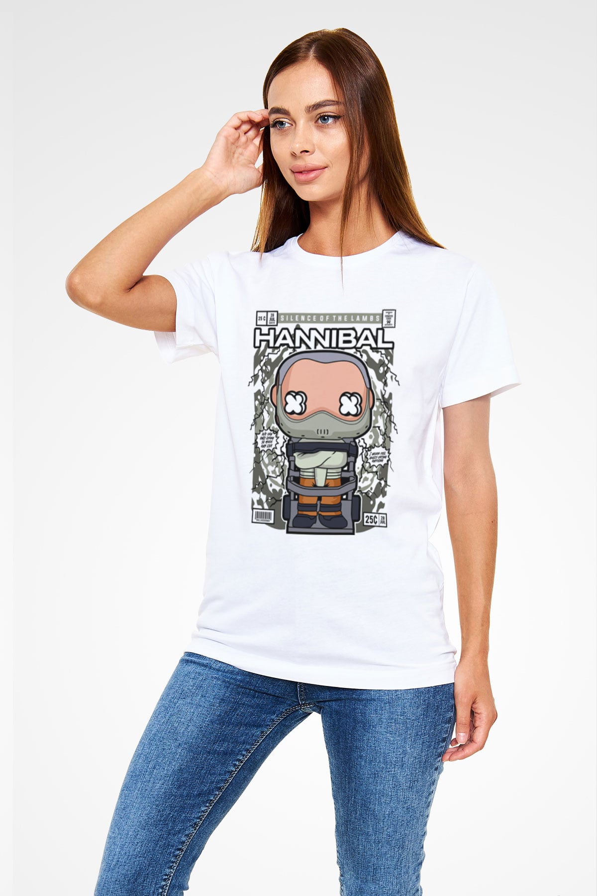 Hannibal Baskılı Unisex Beyaz Tişört