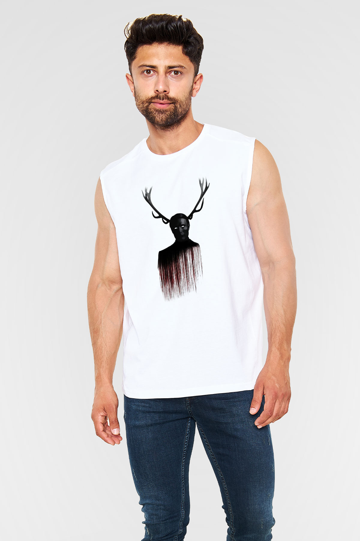 Hannibal Beyaz Unisex Kolsuz Tişört