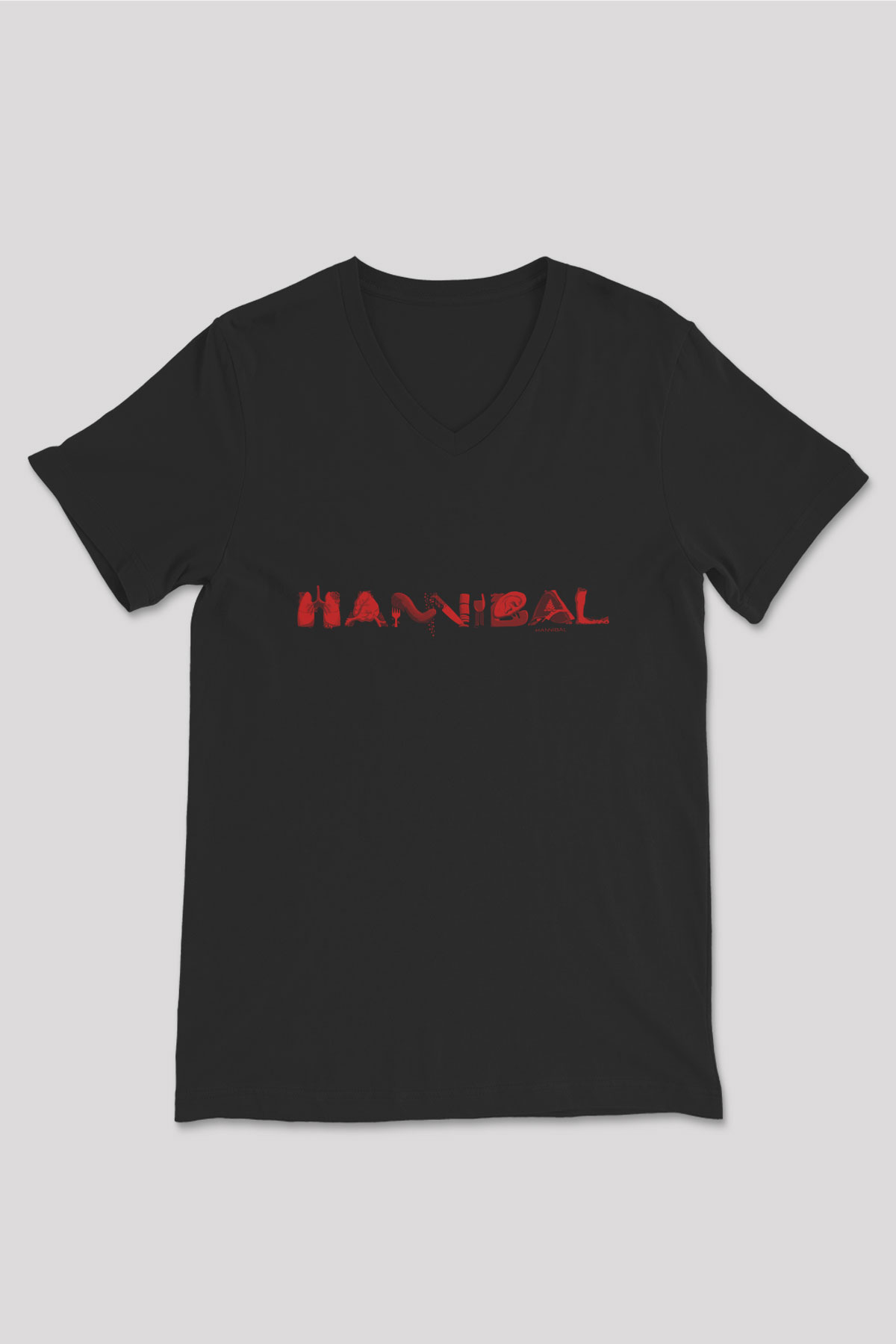 Hannibal Siyah Unisex V Yaka Tişört T-Shirt