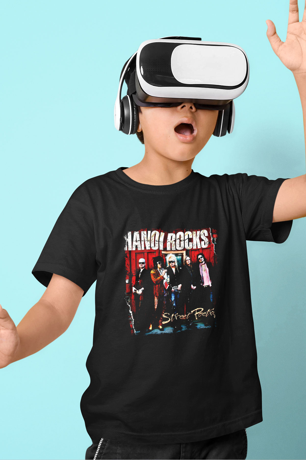 Hanoi Rocks Baskılı Unisex Siyah Çocuk Tişört