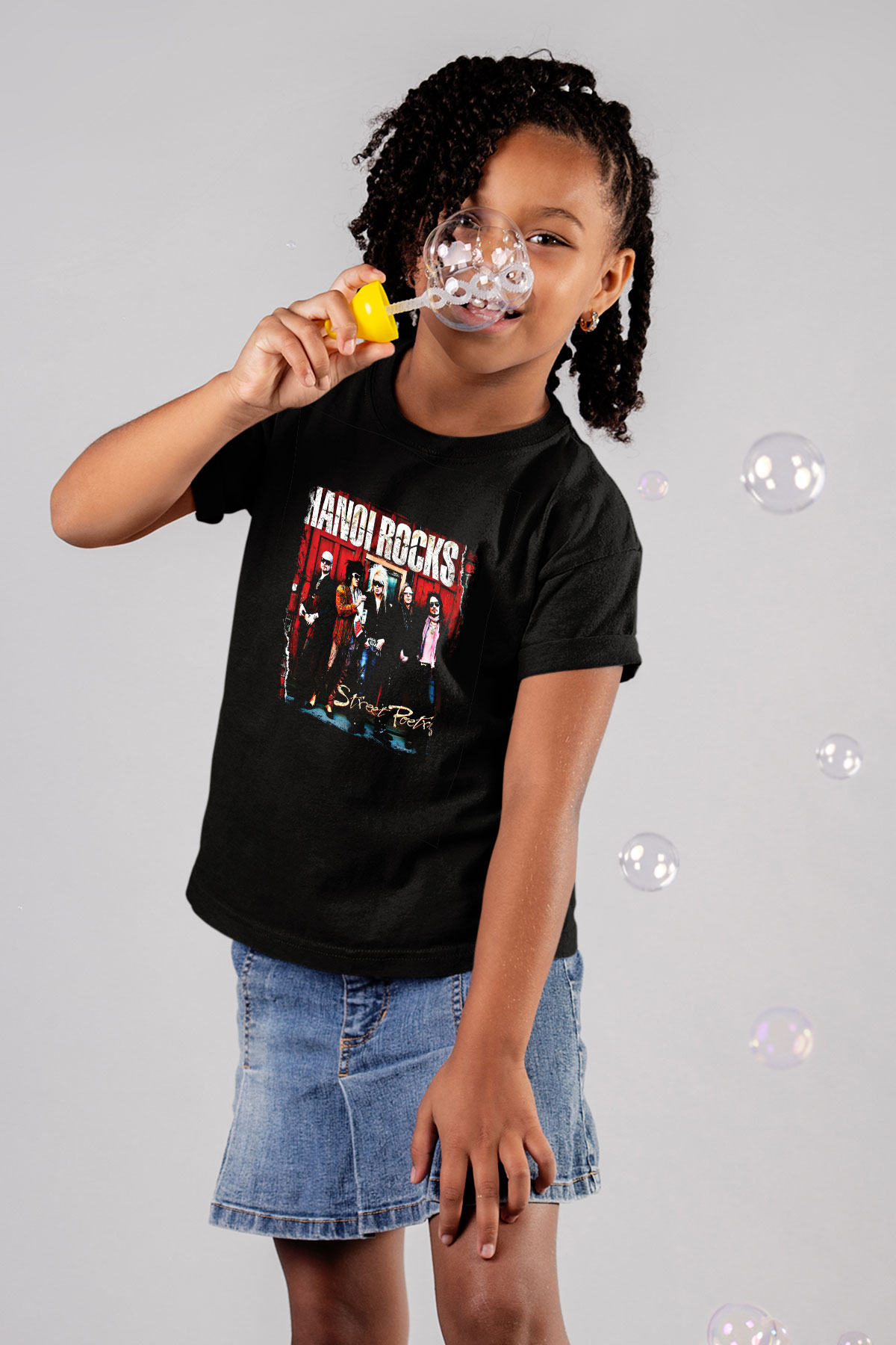 Hanoi Rocks Baskılı Unisex Siyah Çocuk Tişört