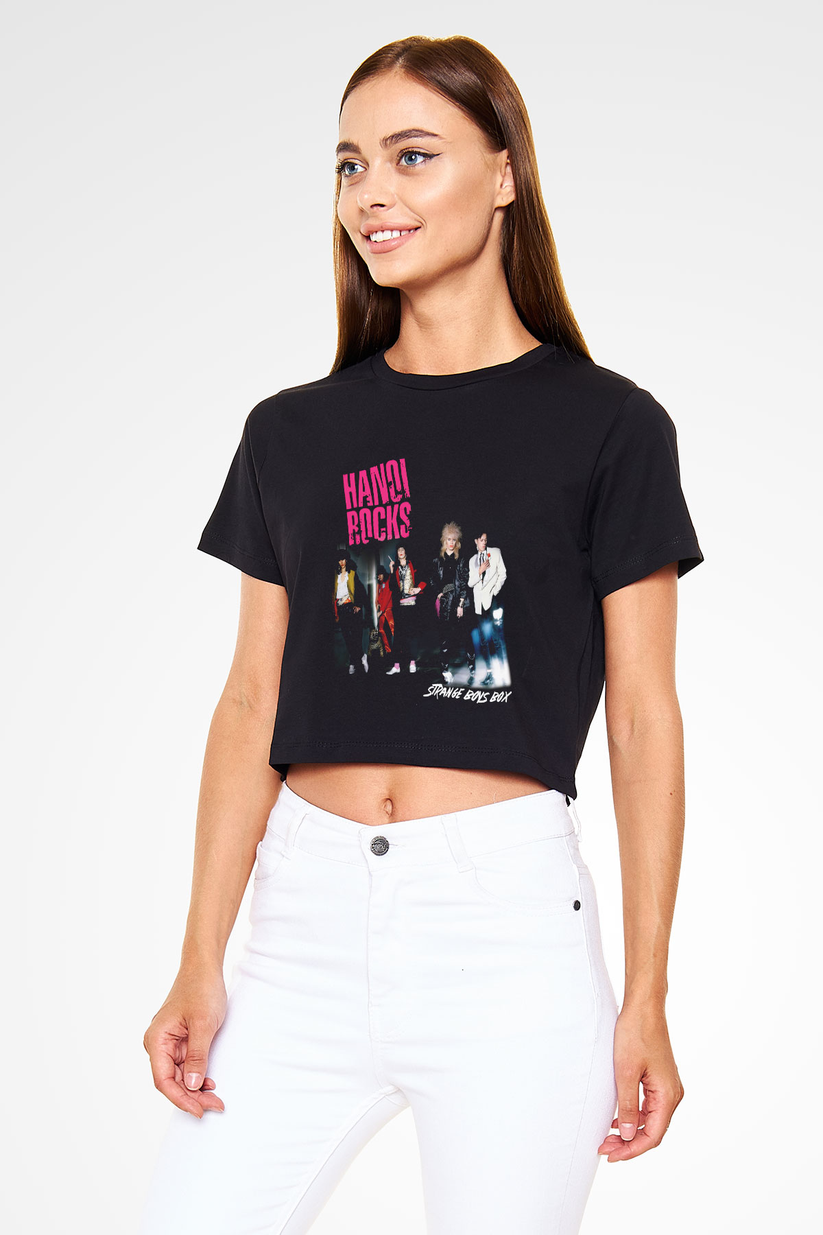 Hanoi Rocks Siyah Crop Top Tişört