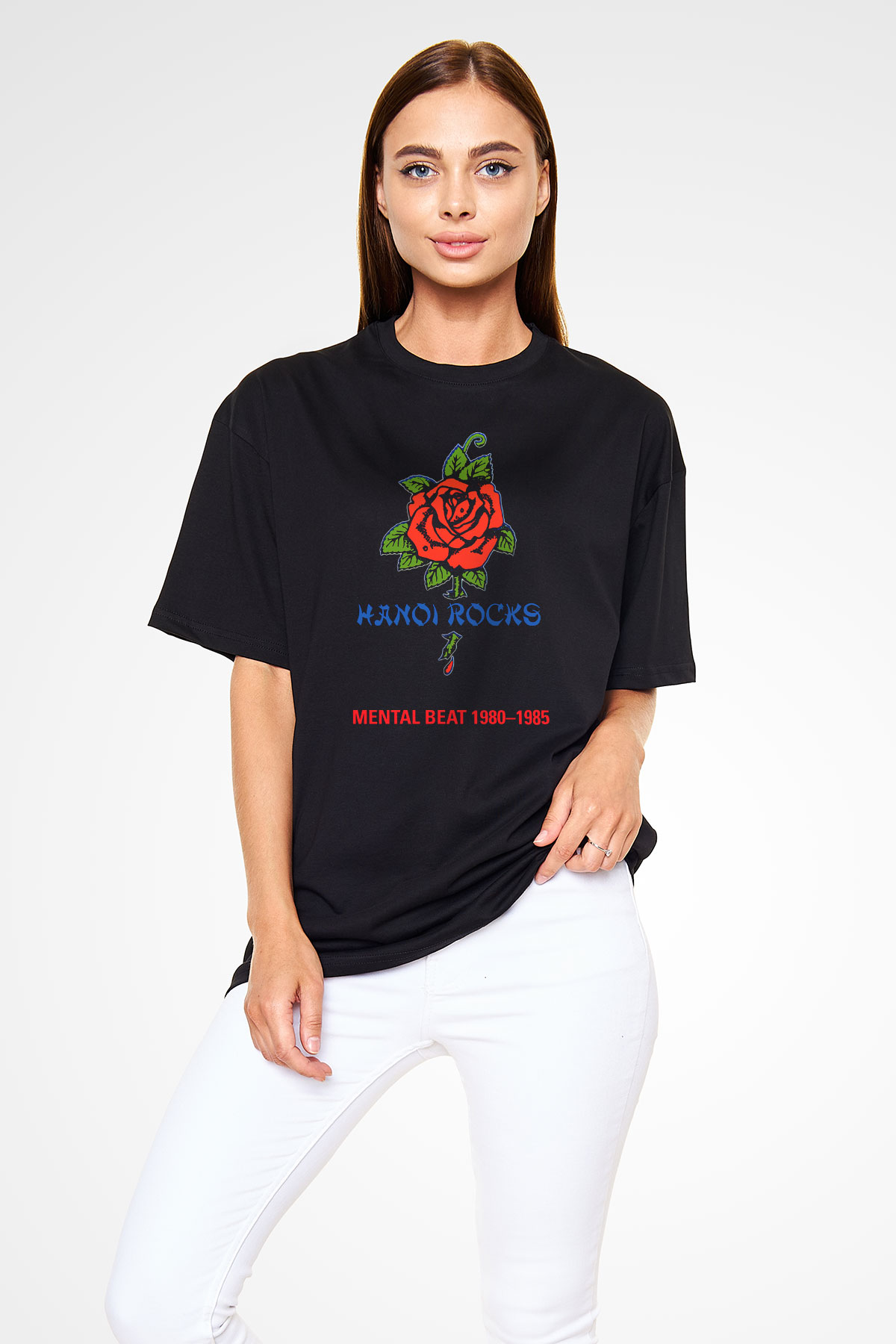 Hanoi Rocks Siyah Unisex Oversize Tişört T-Shirt