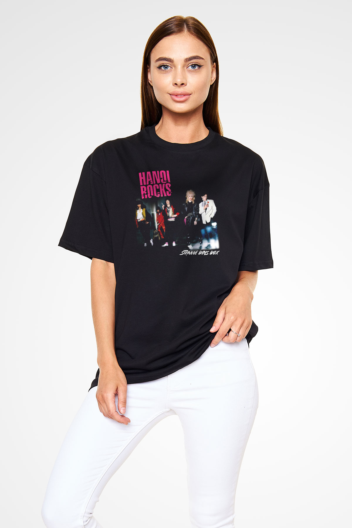 Hanoi Rocks Siyah Unisex Oversize Tişört T-Shirt