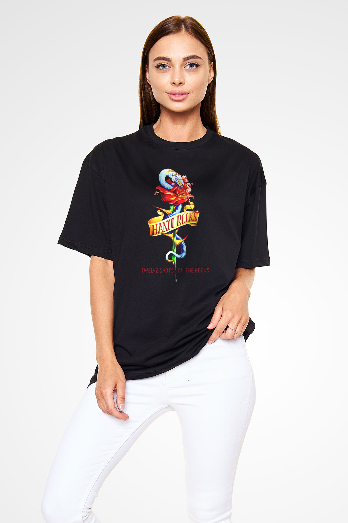 Hanoi Rocks Siyah Unisex Oversize Tişört T-Shirt