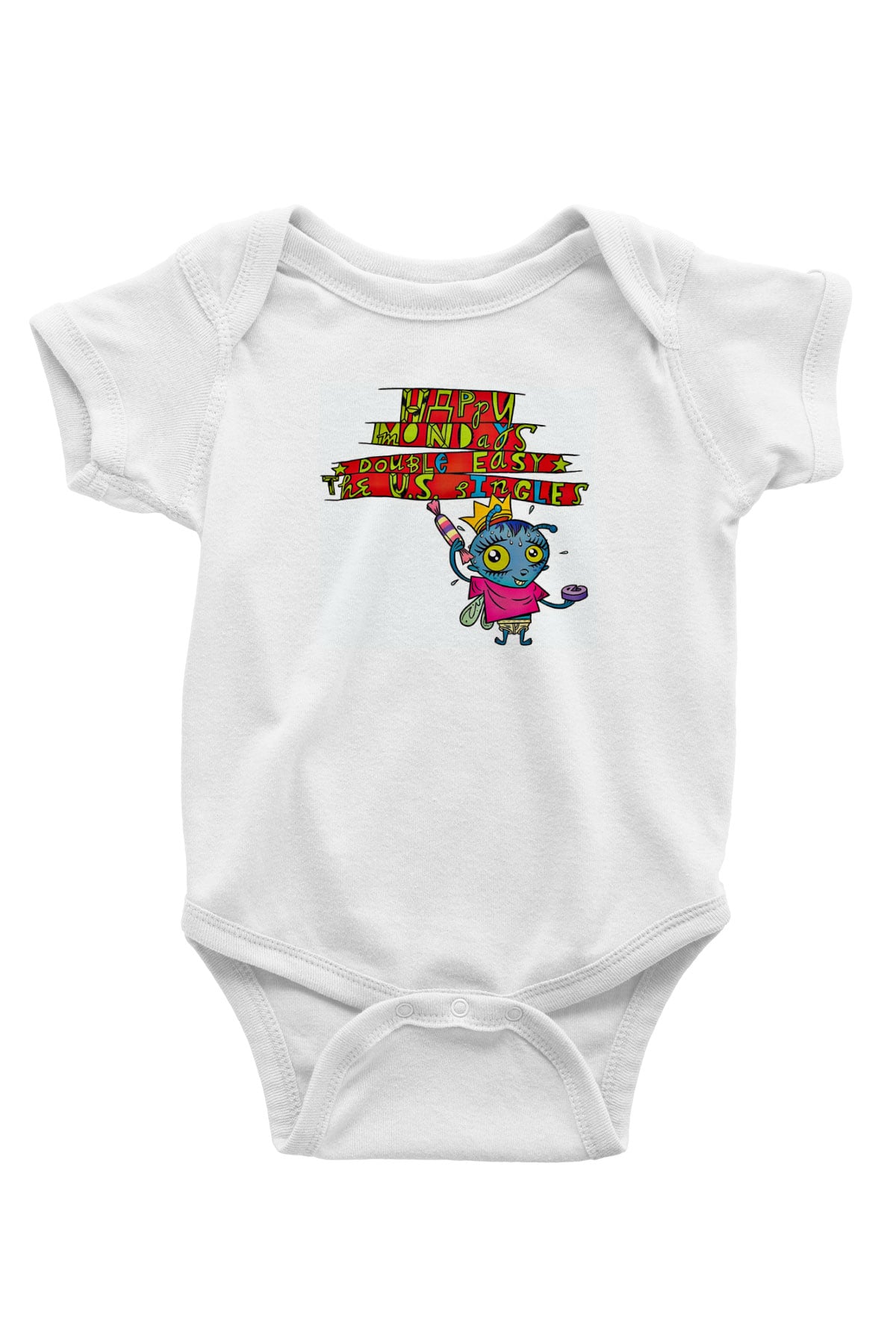 Happy Mondays Baskılı Unisex Beyaz Bebek Body - Zıbın