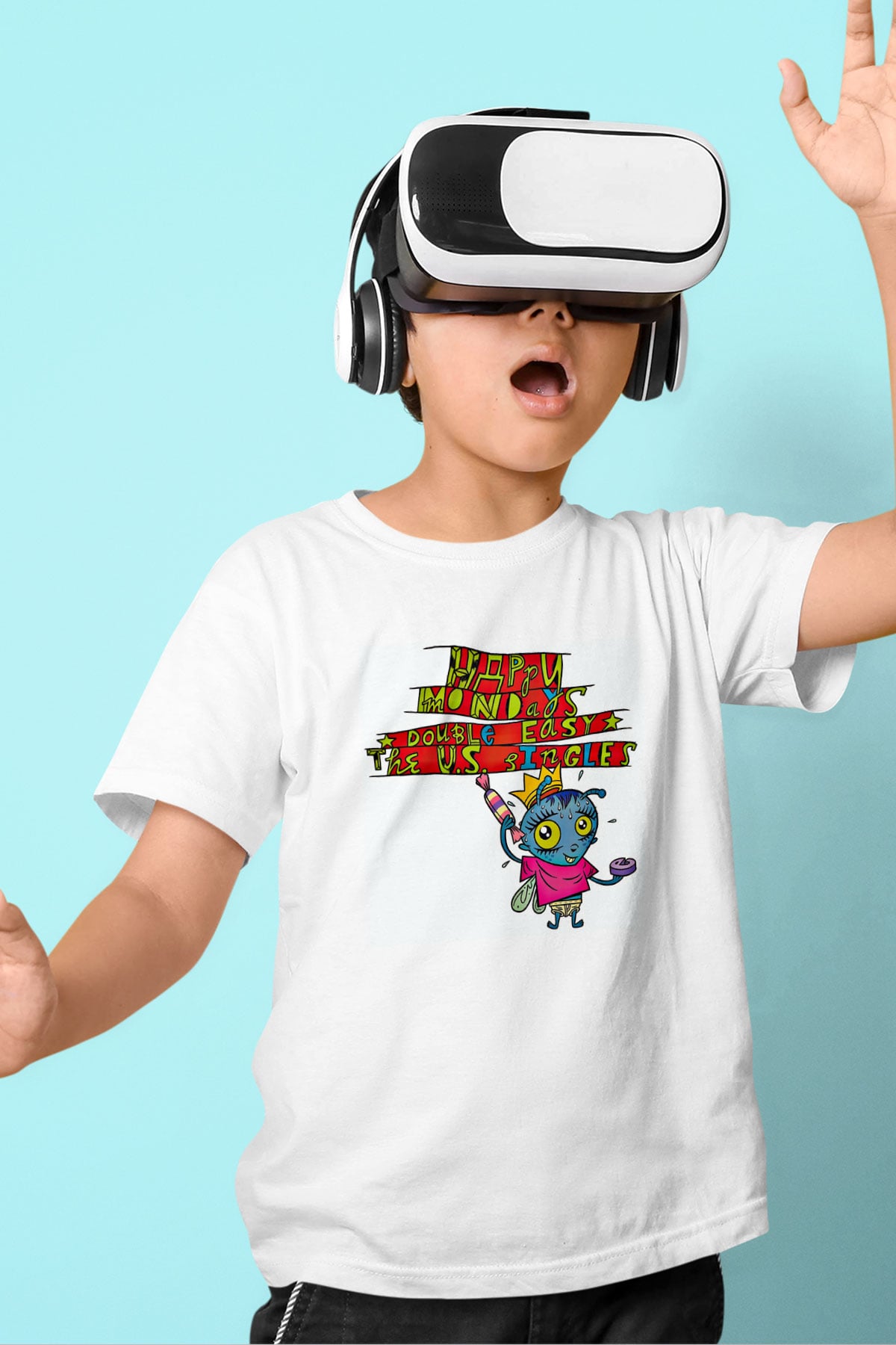 Happy Mondays Baskılı Unisex Beyaz Çocuk Tişört