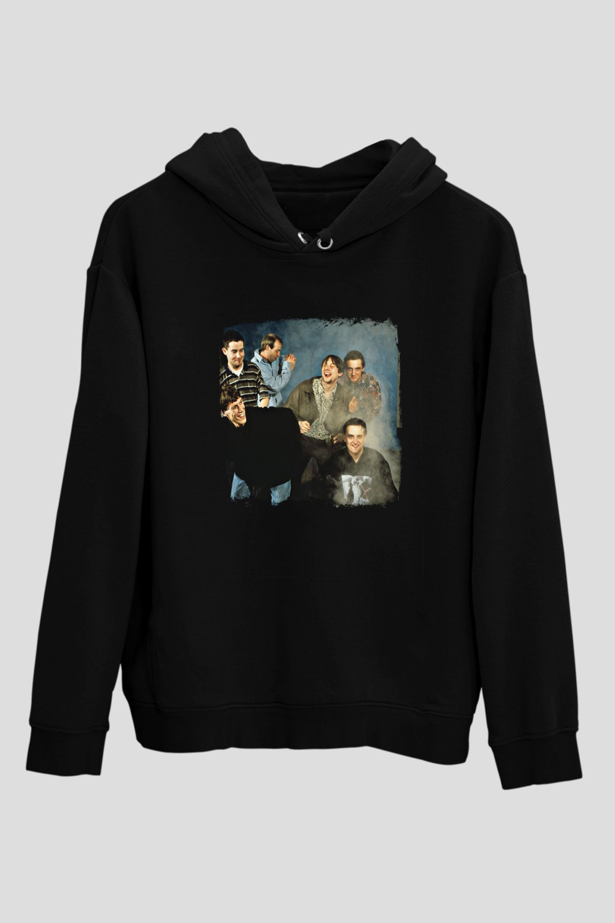Happy Mondays Baskılı Unisex Siyah Hoodie
