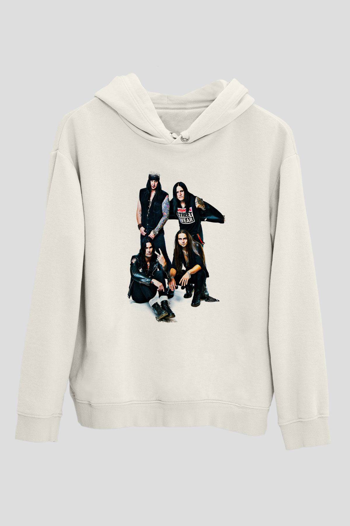 Hardcore Superstar Baskılı Unisex Beyaz Hoodie