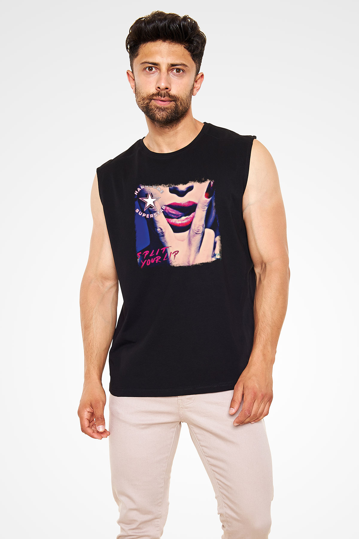 Hardcore Superstar Baskılı Unisex Siyah Kolsuz Tişört