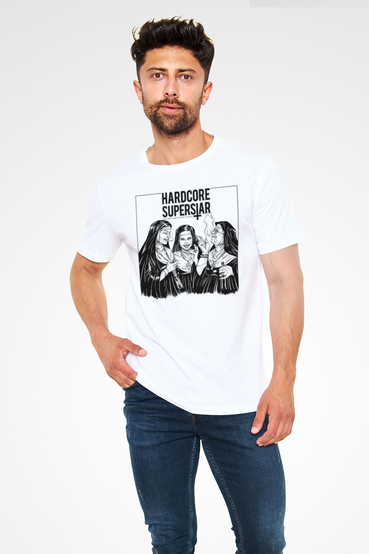 Hardcore Superstar Beyaz Unisex Tişört T-Shirt - TişörtFabrikası