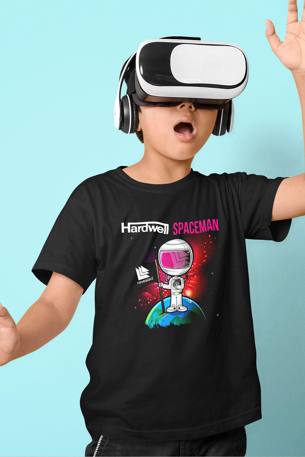 Hardwell Baskılı Siyah Unisex Çocuk Tişört