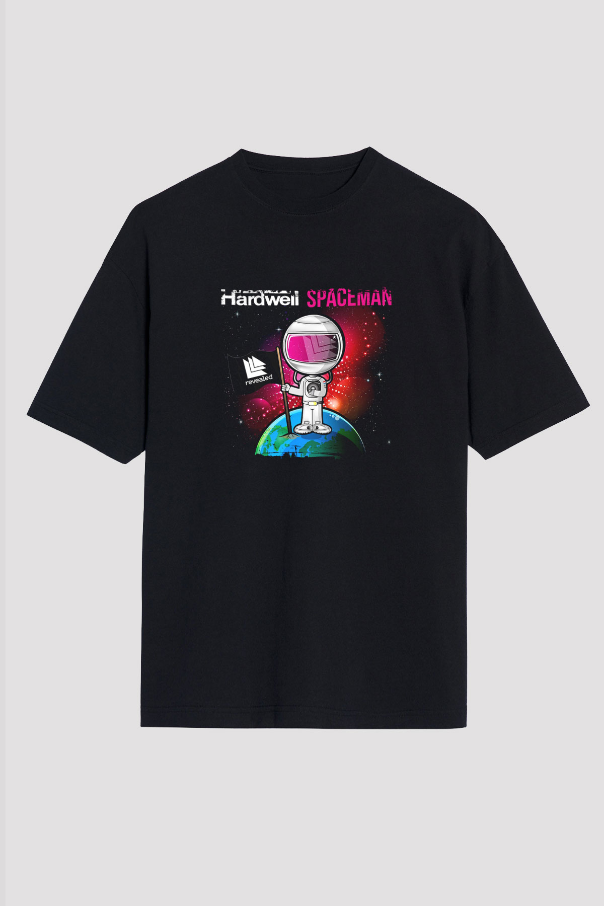 Hardwell Baskılı Unisex Oversize Siyah Tişört