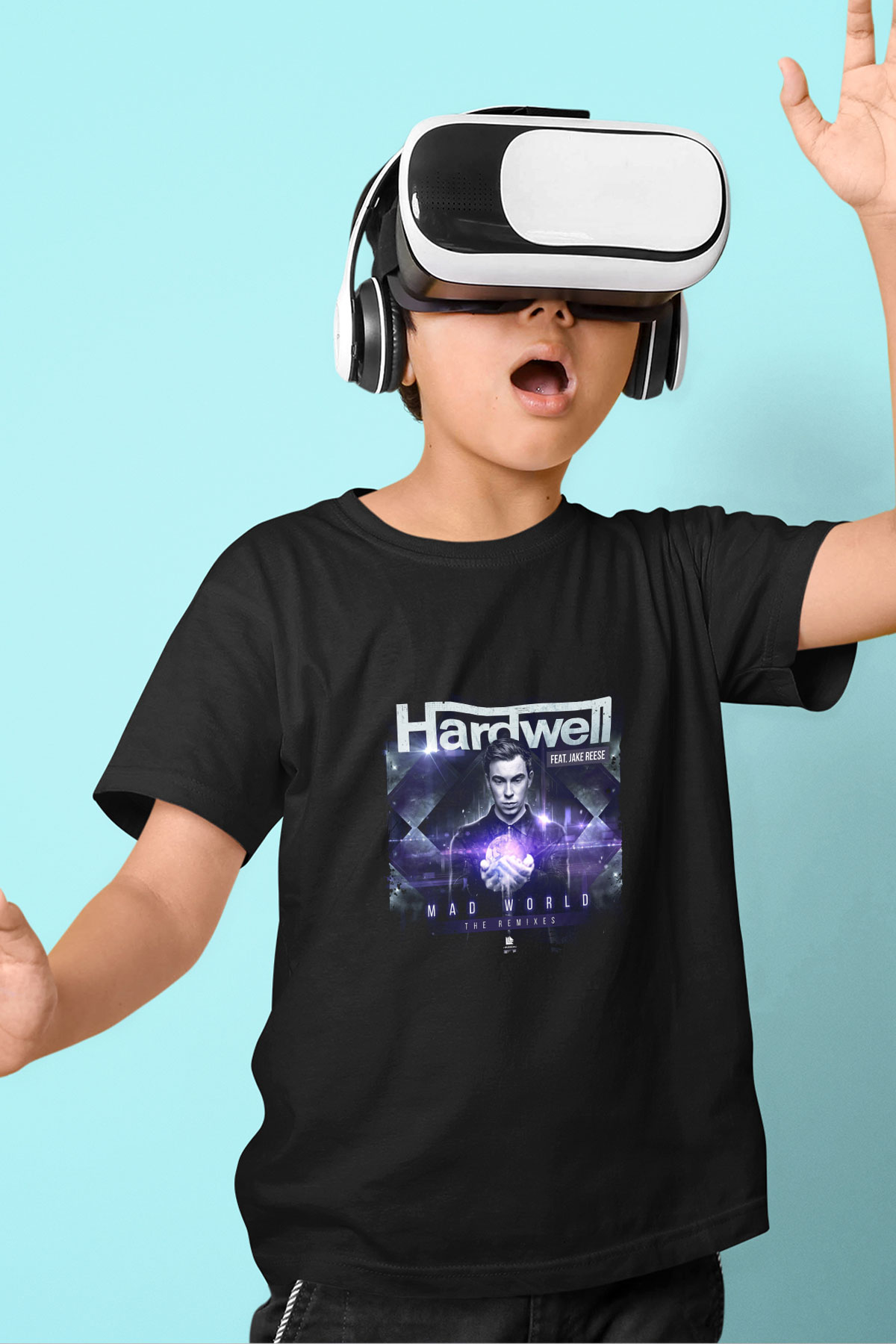 Hardwell Baskılı Unisex Siyah Çocuk Tişört