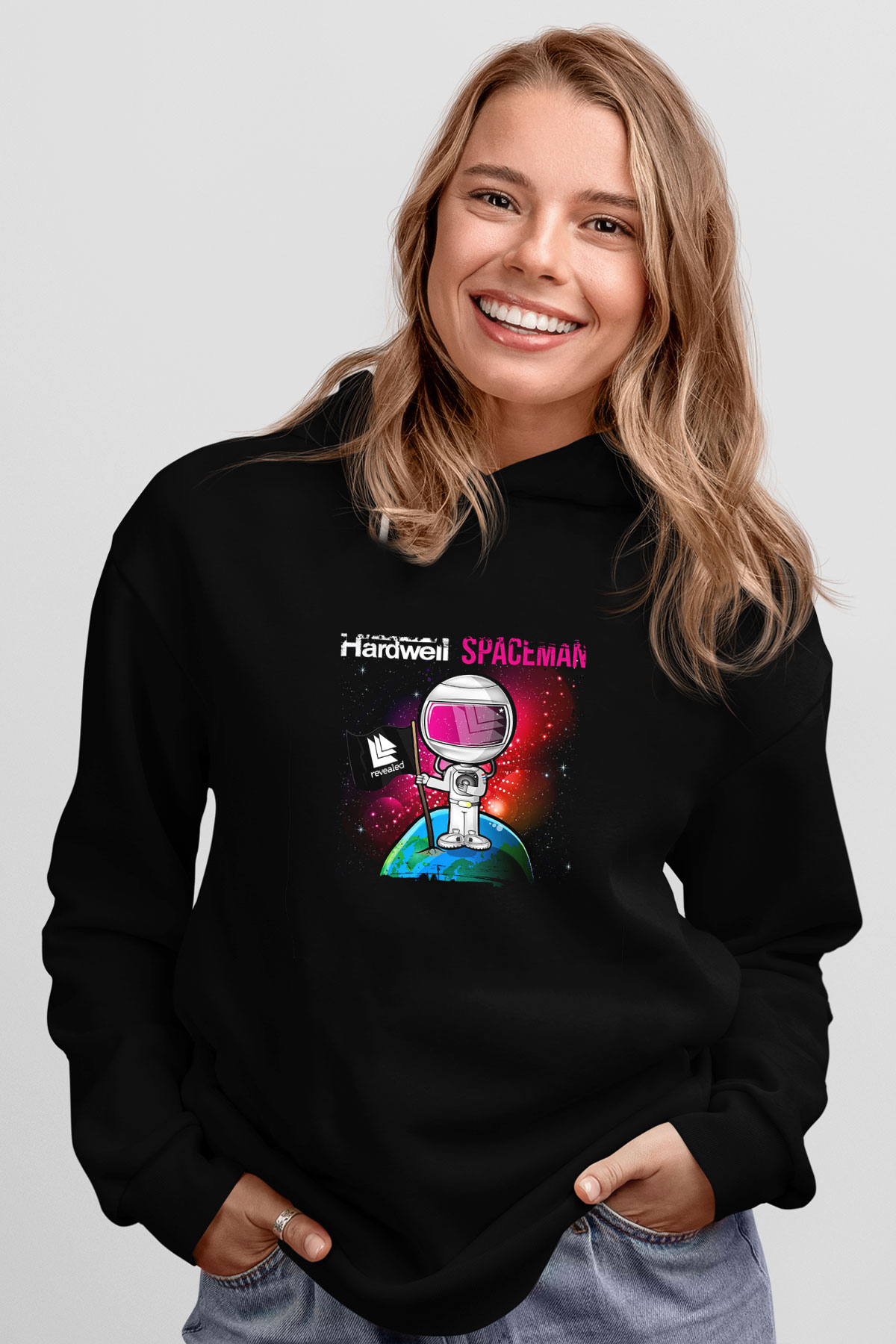 Hardwell Baskılı Unisex Siyah Hoodie