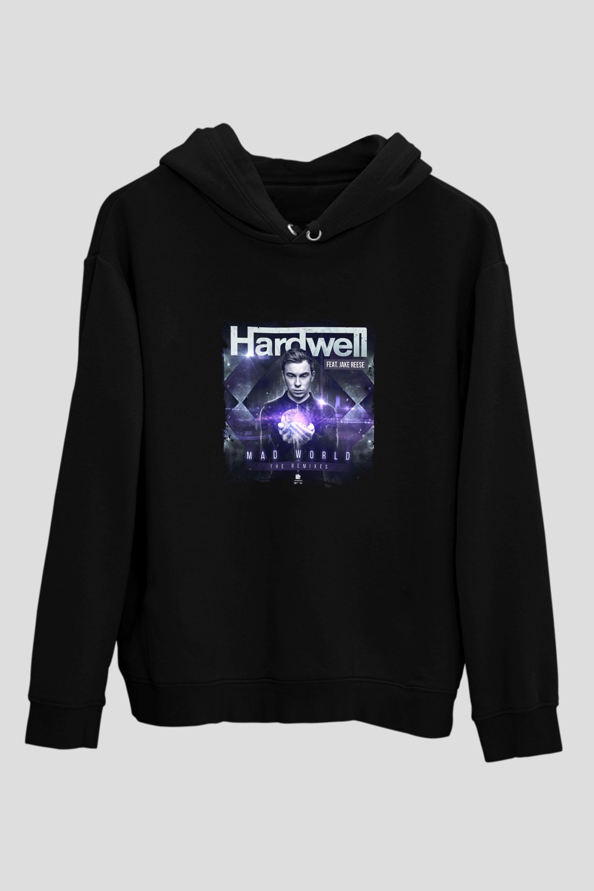 Hardwell Baskılı Unisex Siyah Hoodie