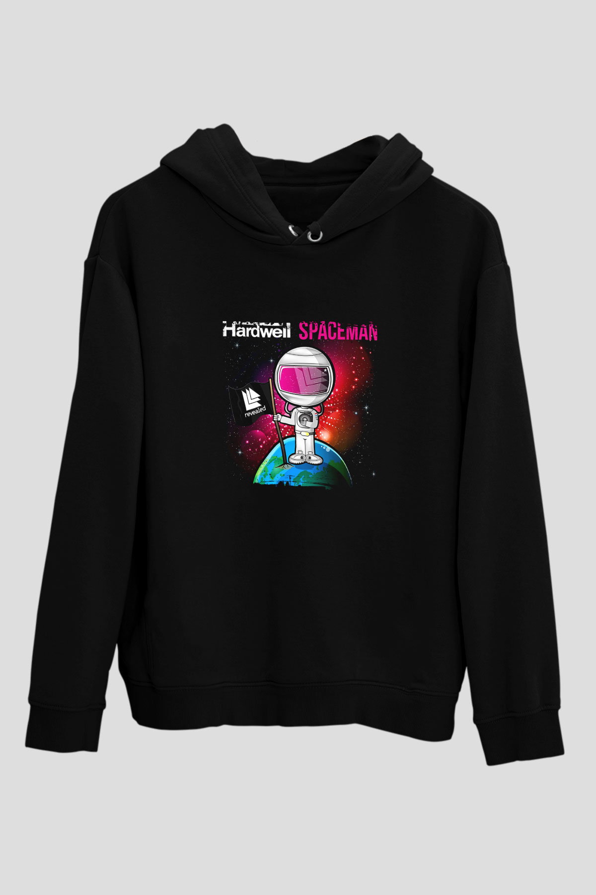 Hardwell Baskılı Unisex Siyah Hoodie