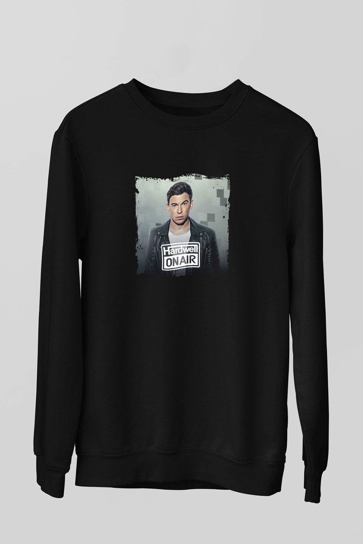 Hardwell Baskılı Unisex Siyah Sweatshirt