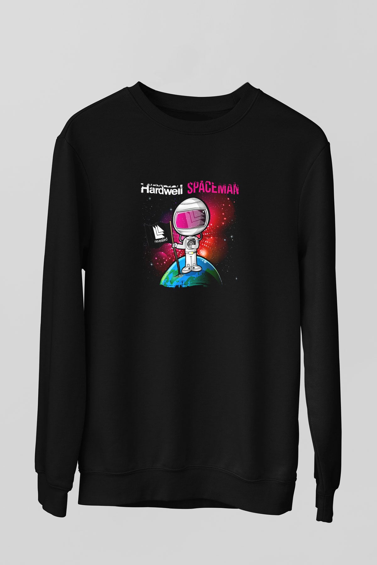 Hardwell Baskılı Unisex Siyah Sweatshirt