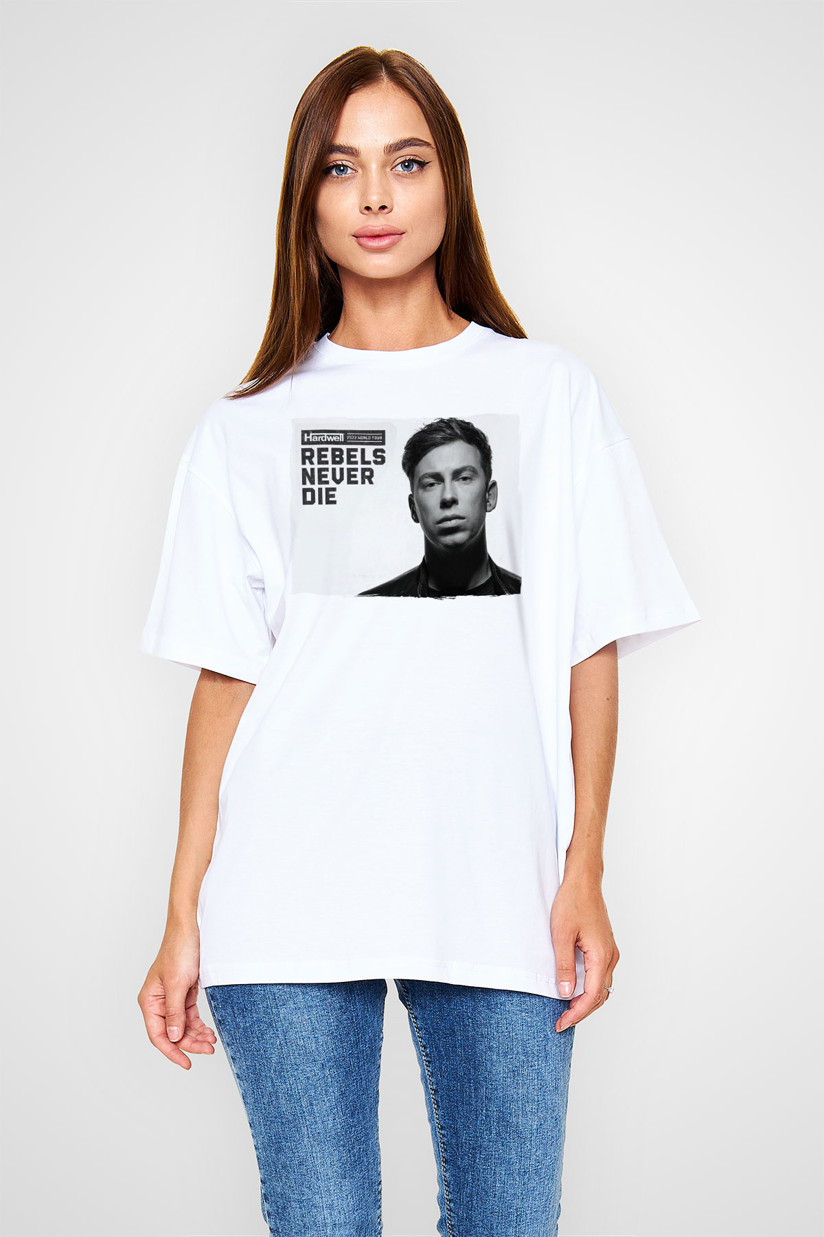 Hardwell Beyaz Oversize Tişört Oversize T-shirt - TişörtFabrikası