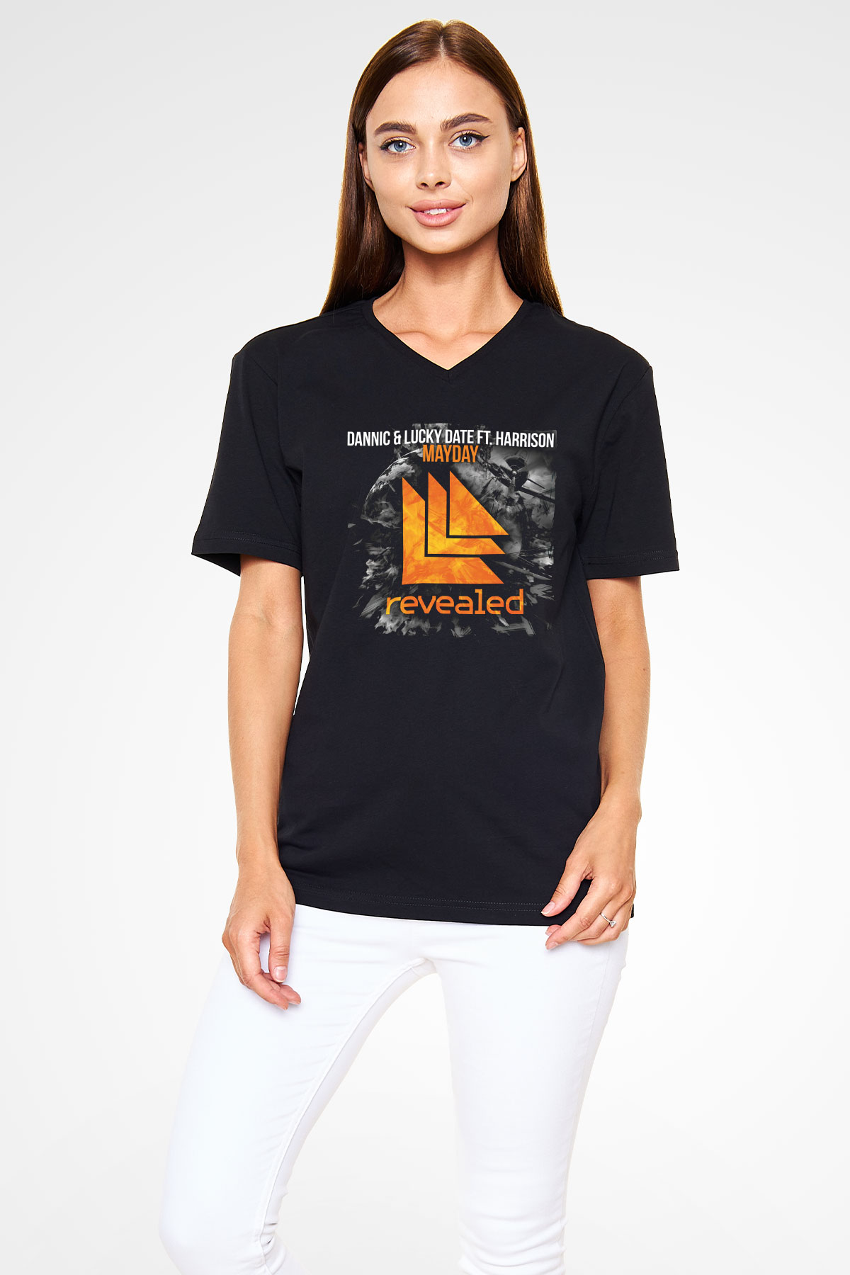 Hardwell Siyah Unisex V Yaka Tişört