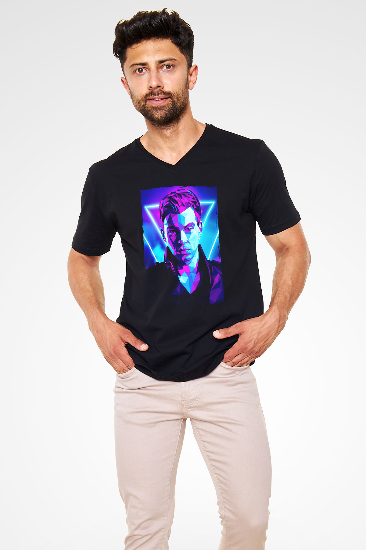 Hardwell Siyah Unisex V Yaka Tişört