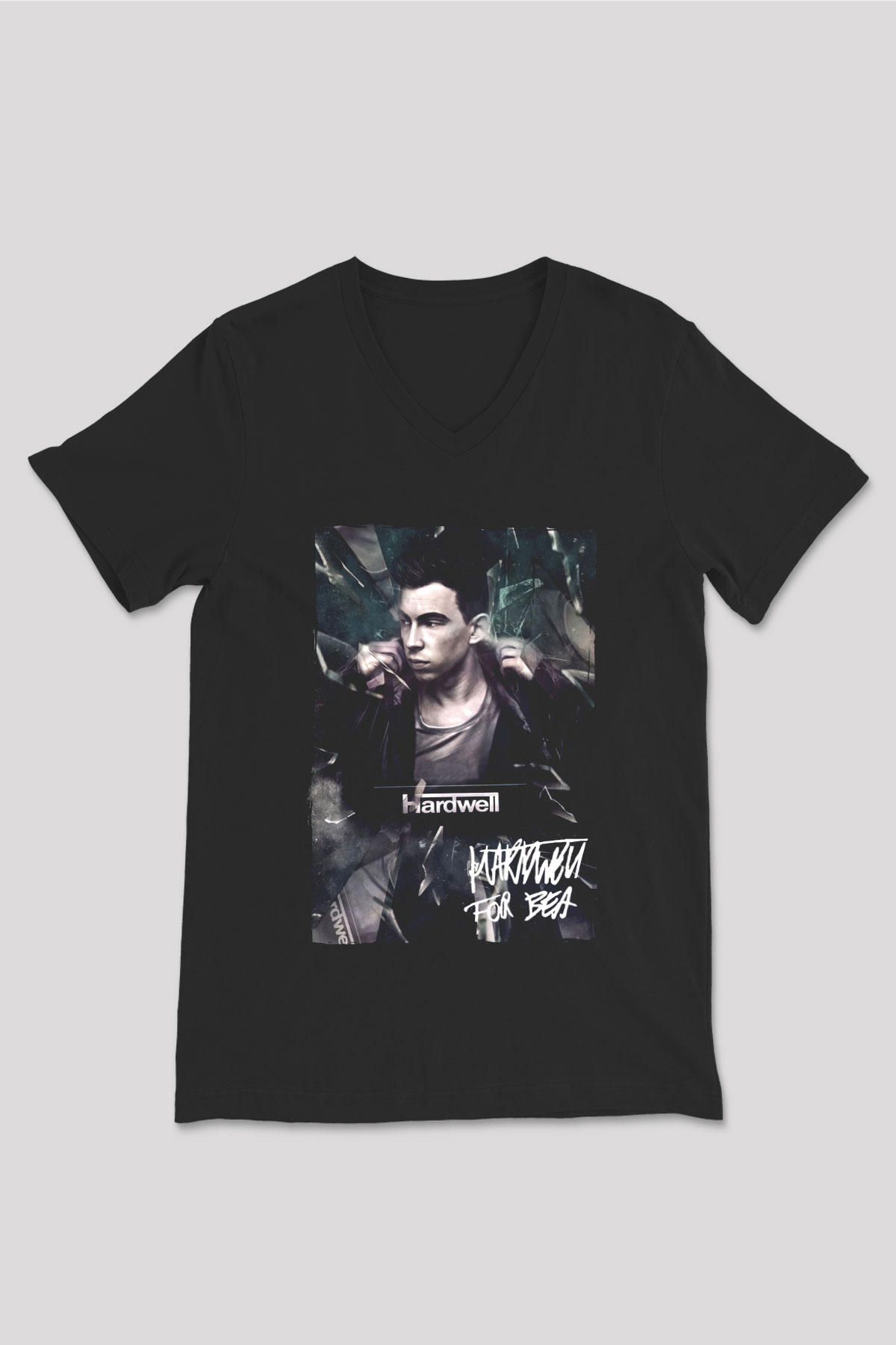 Hardwell Siyah Unisex V Yaka Tişört