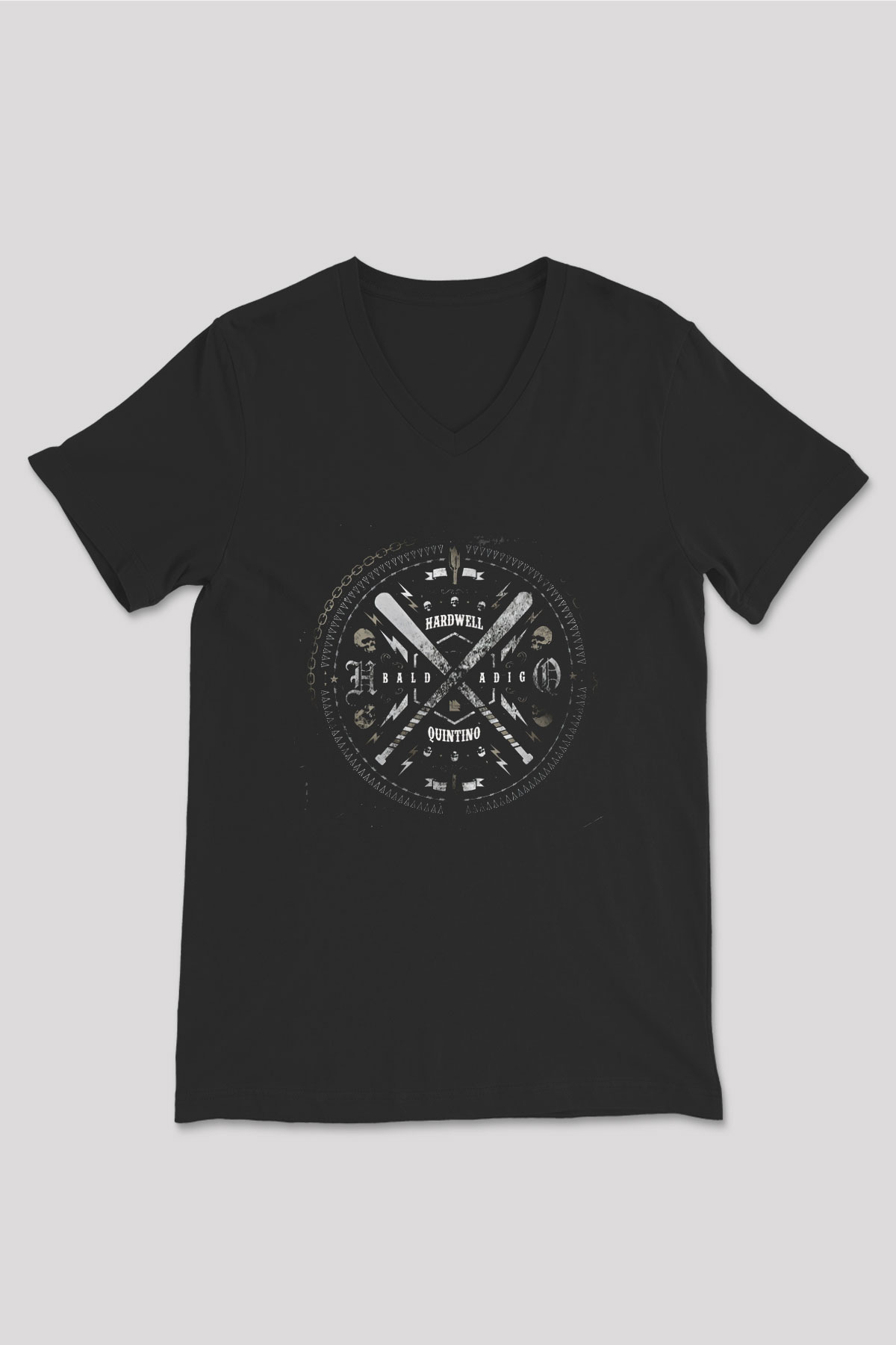 Hardwell Siyah Unisex V Yaka Tişört
