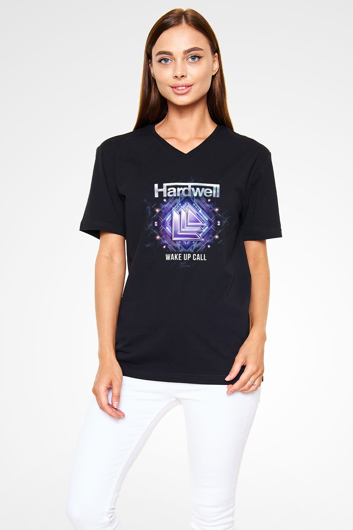 Hardwell Siyah Unisex V Yaka Tişört