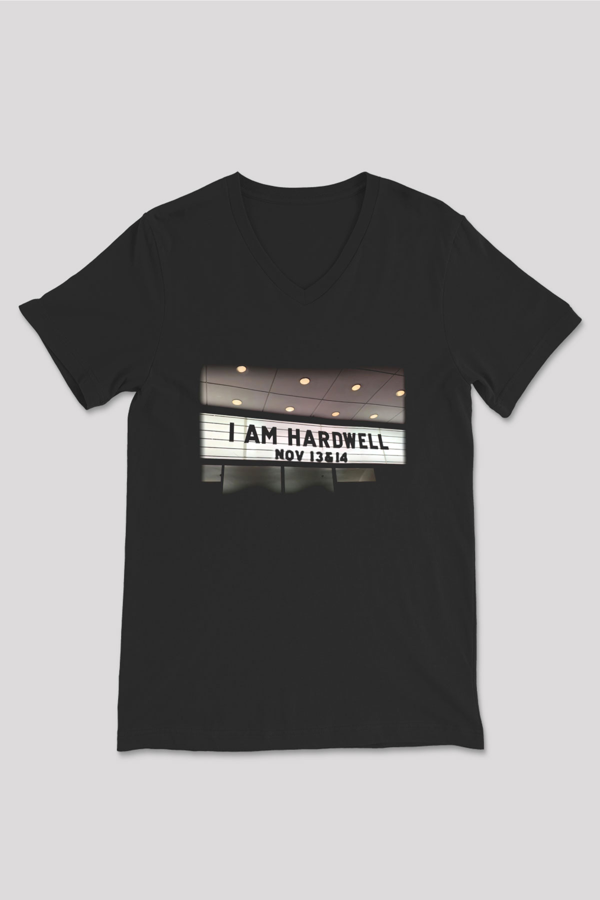 Hardwell Siyah Unisex V Yaka Tişört T-Shirt