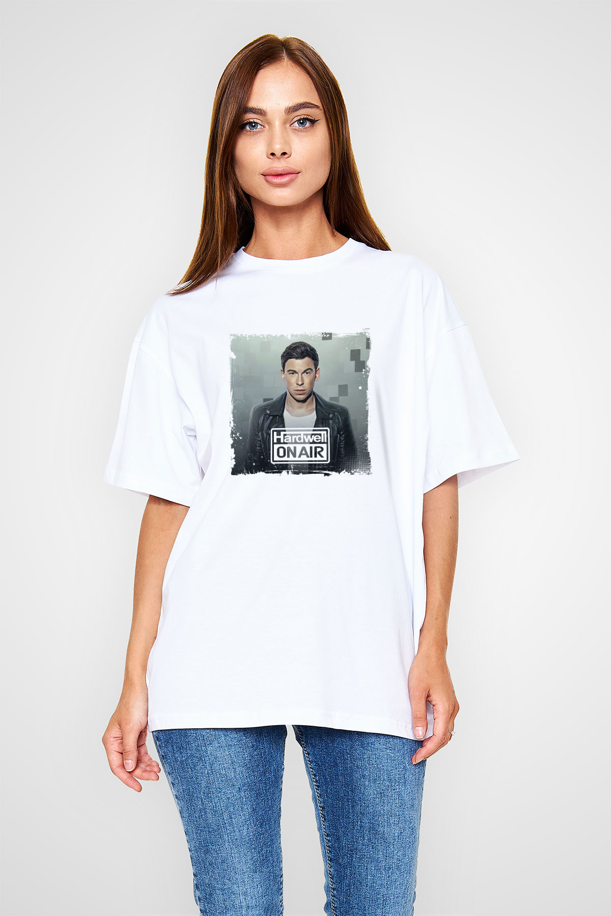 HardwellBaskılı Beyaz Oversize Tişört
