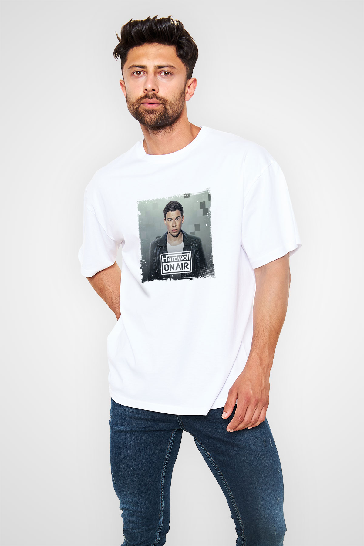 HardwellBaskılı Beyaz Oversize Tişört