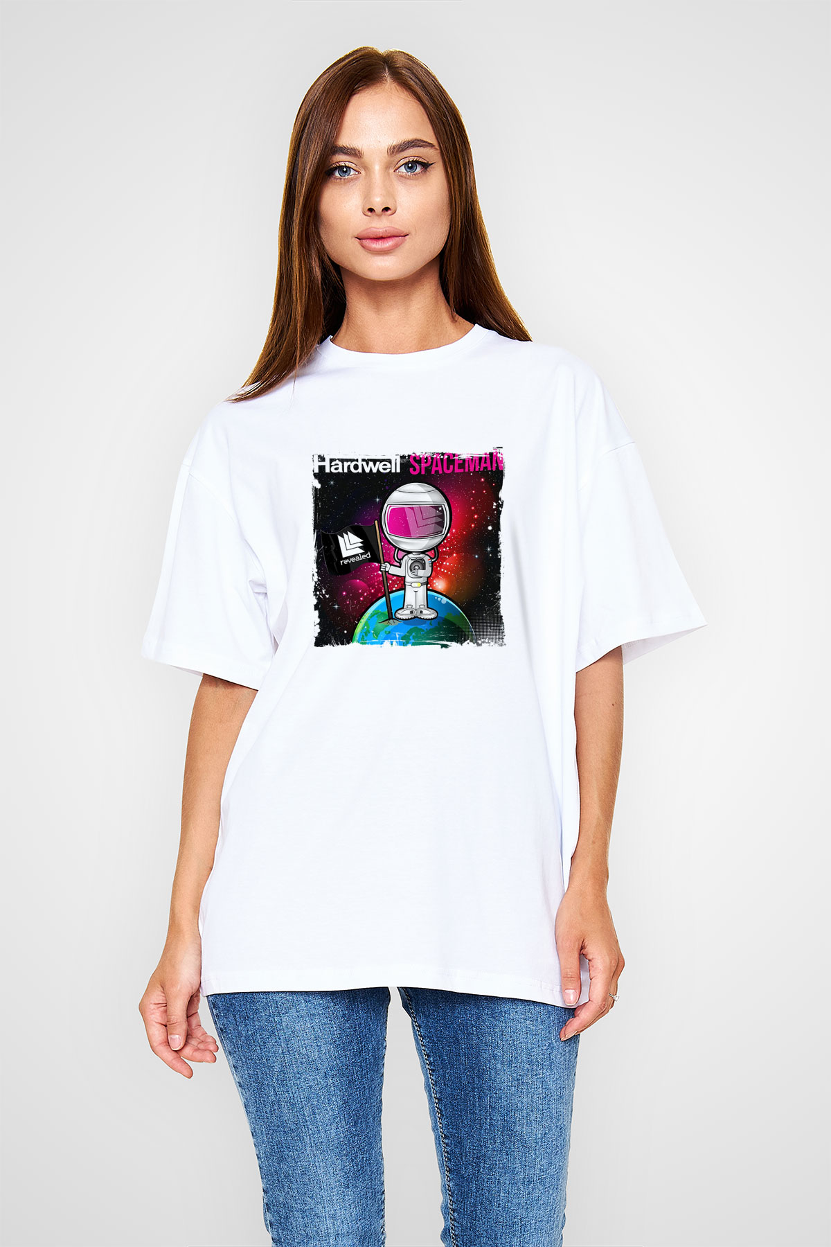 HardwellBaskılı Beyaz Oversize Tişört