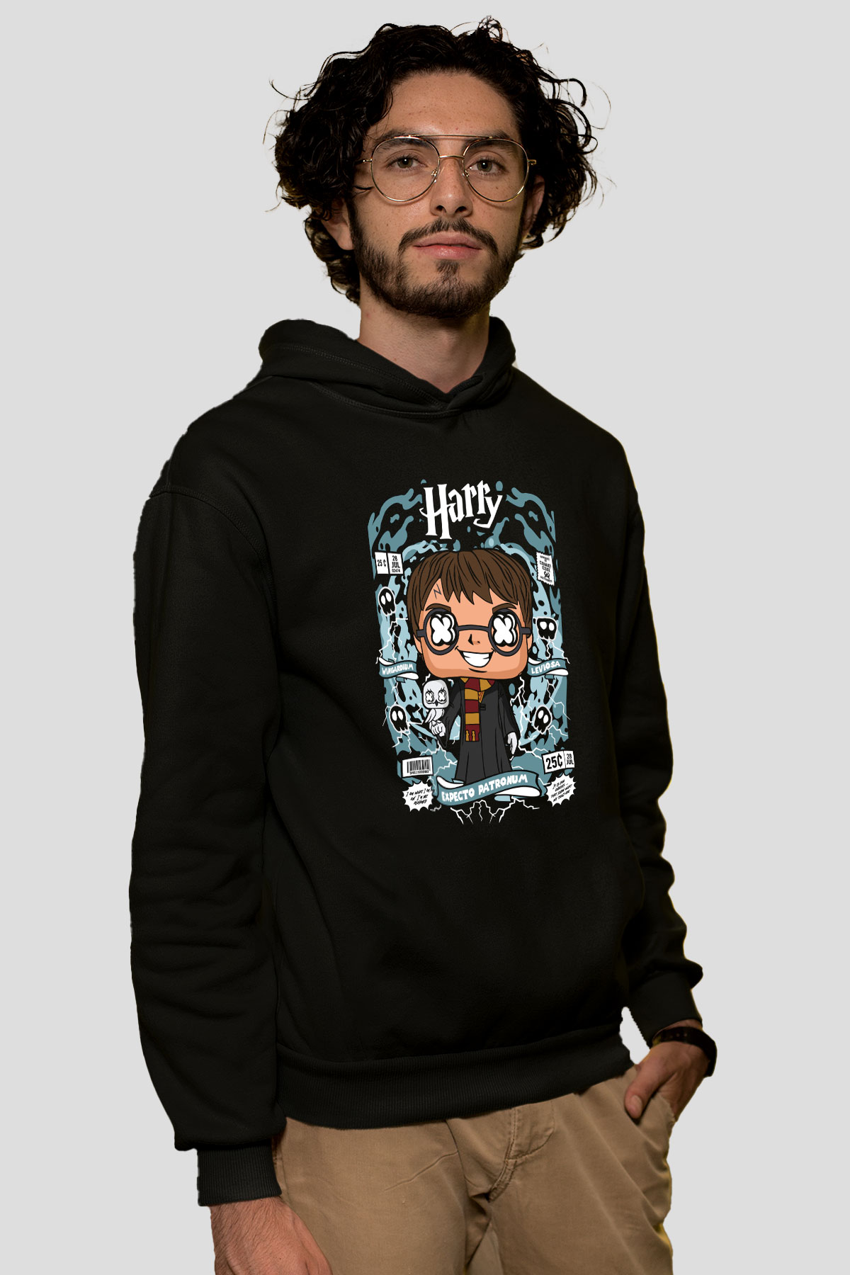 Harry Baskılı Unisex Siyah Hoodie