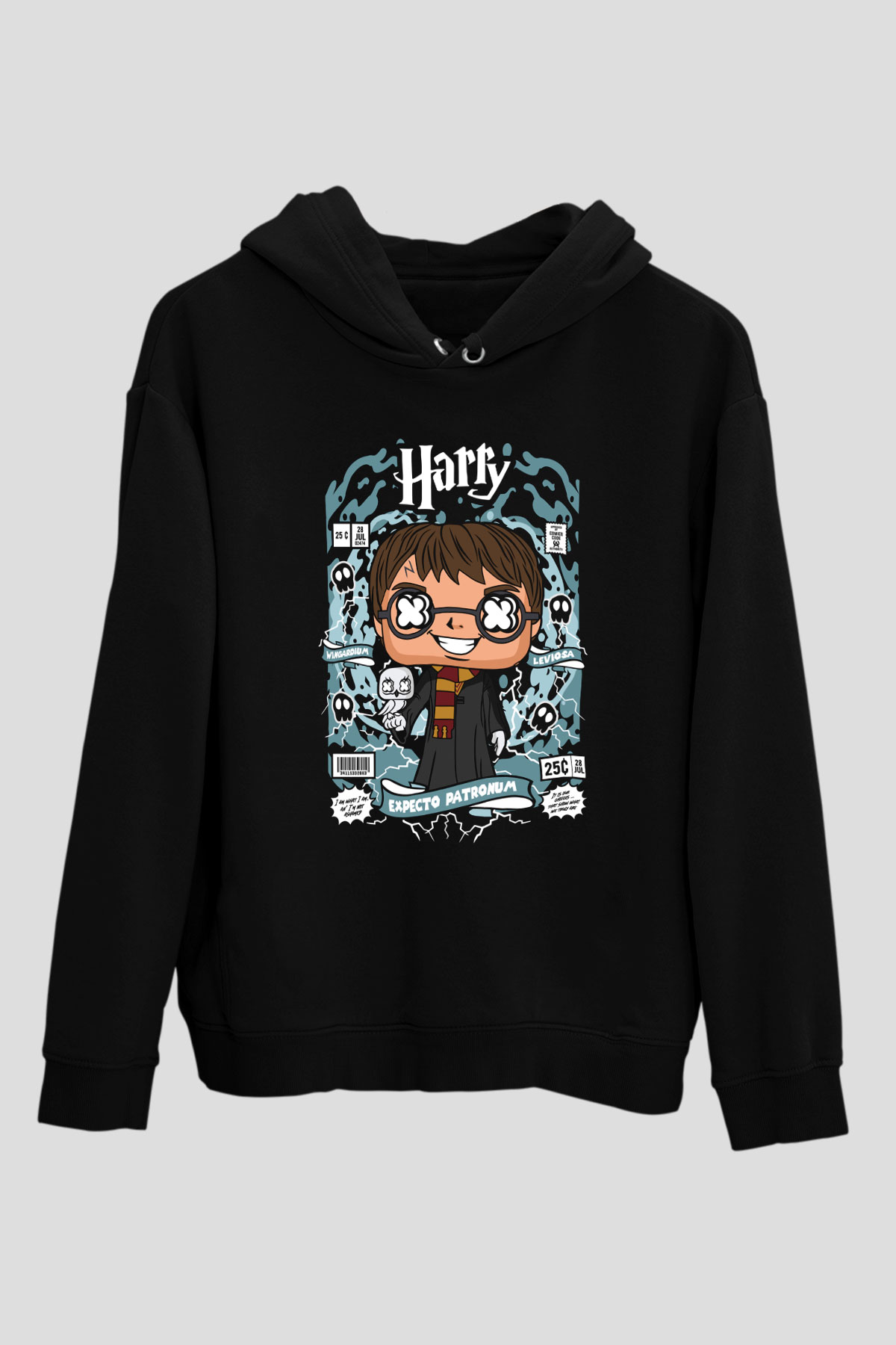 Harry Baskılı Unisex Siyah Hoodie