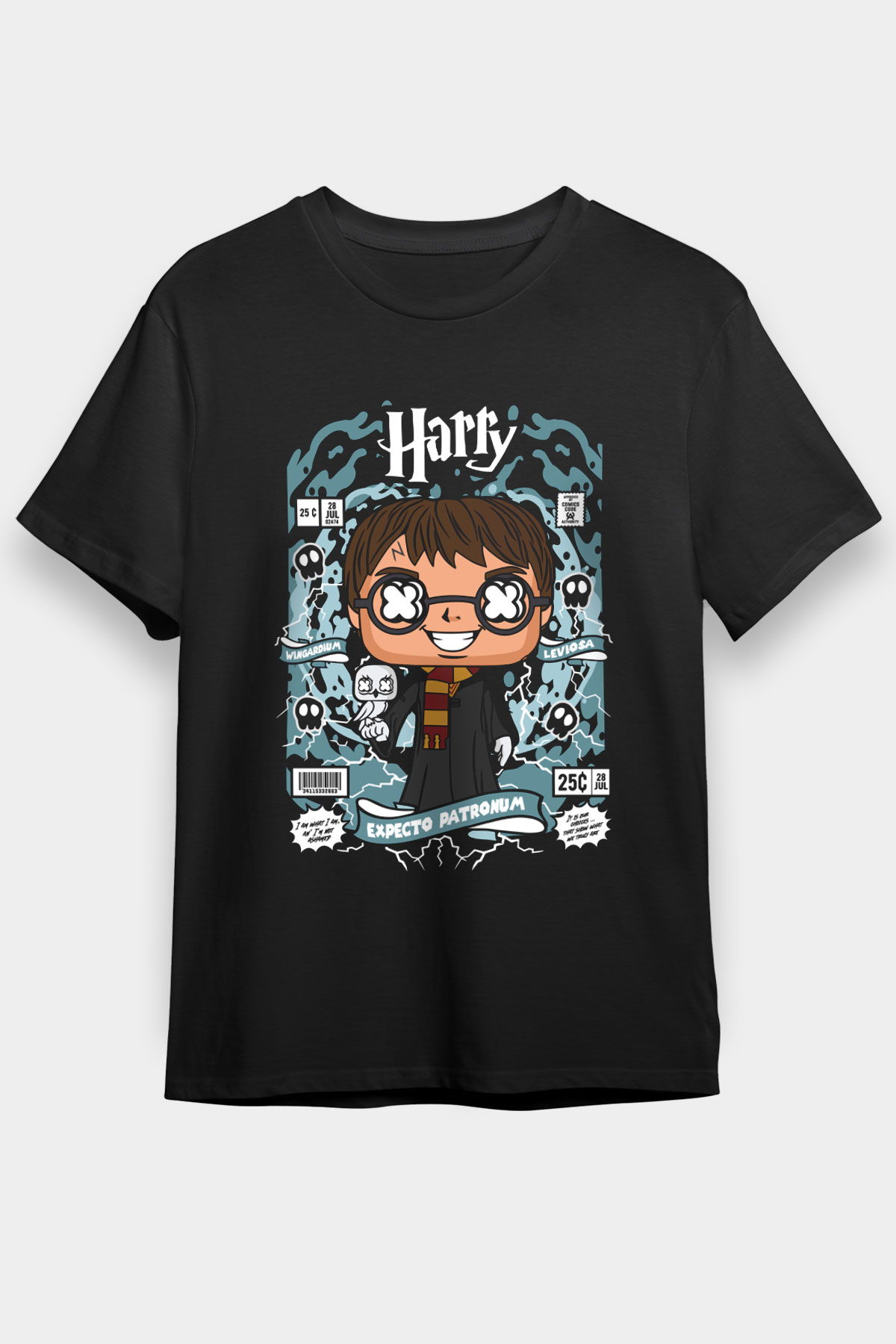 Harry Baskılı Unisex Siyah Tişört