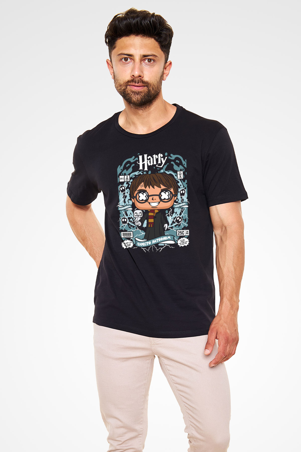 Harry Baskılı Unisex Siyah Tişört
