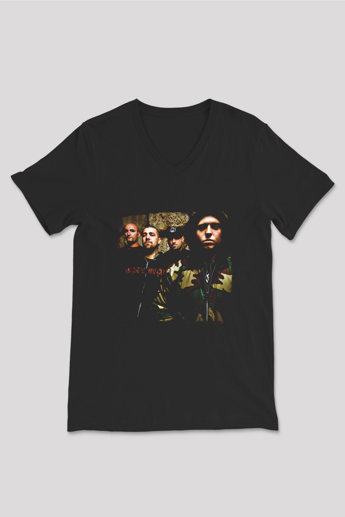 Hatebreed Baskılı Unisex Siyah V Yaka Tişört