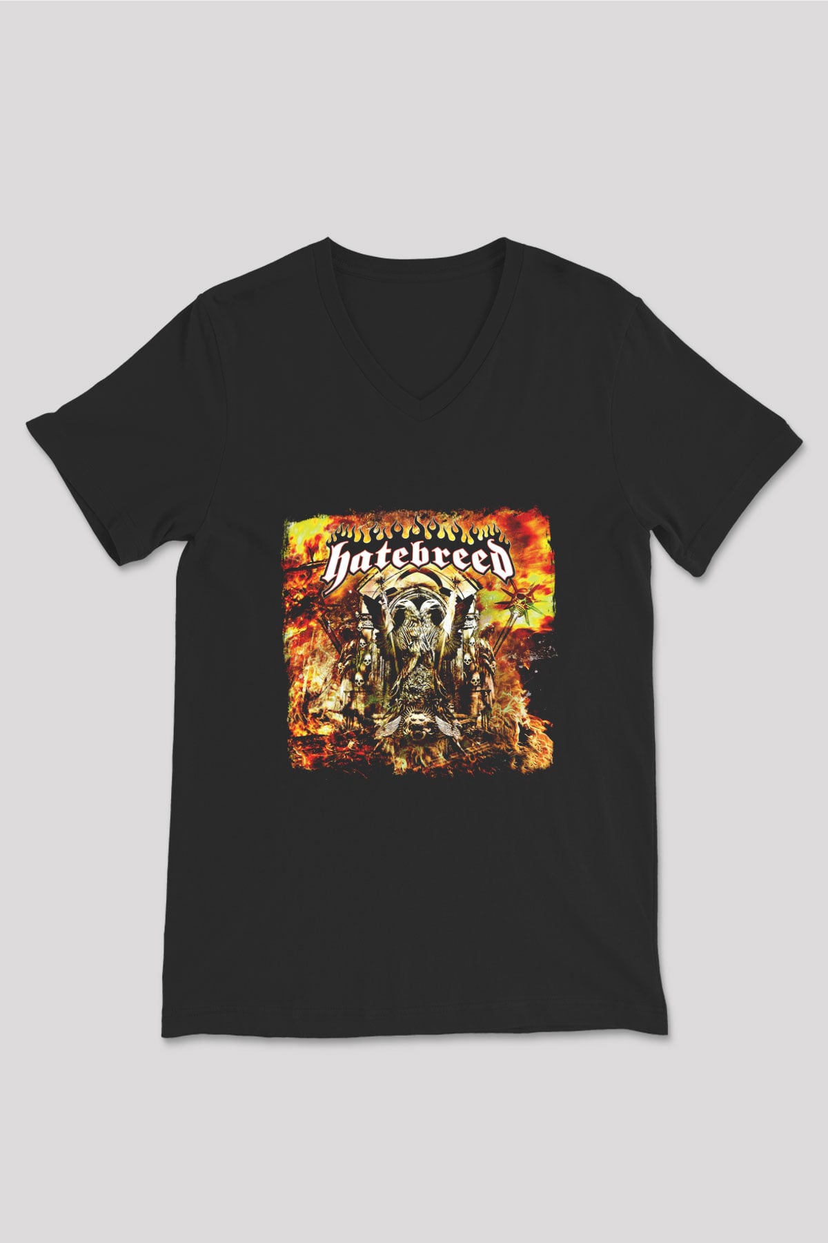 Hatebreed Baskılı Unisex Siyah V Yaka Tişört