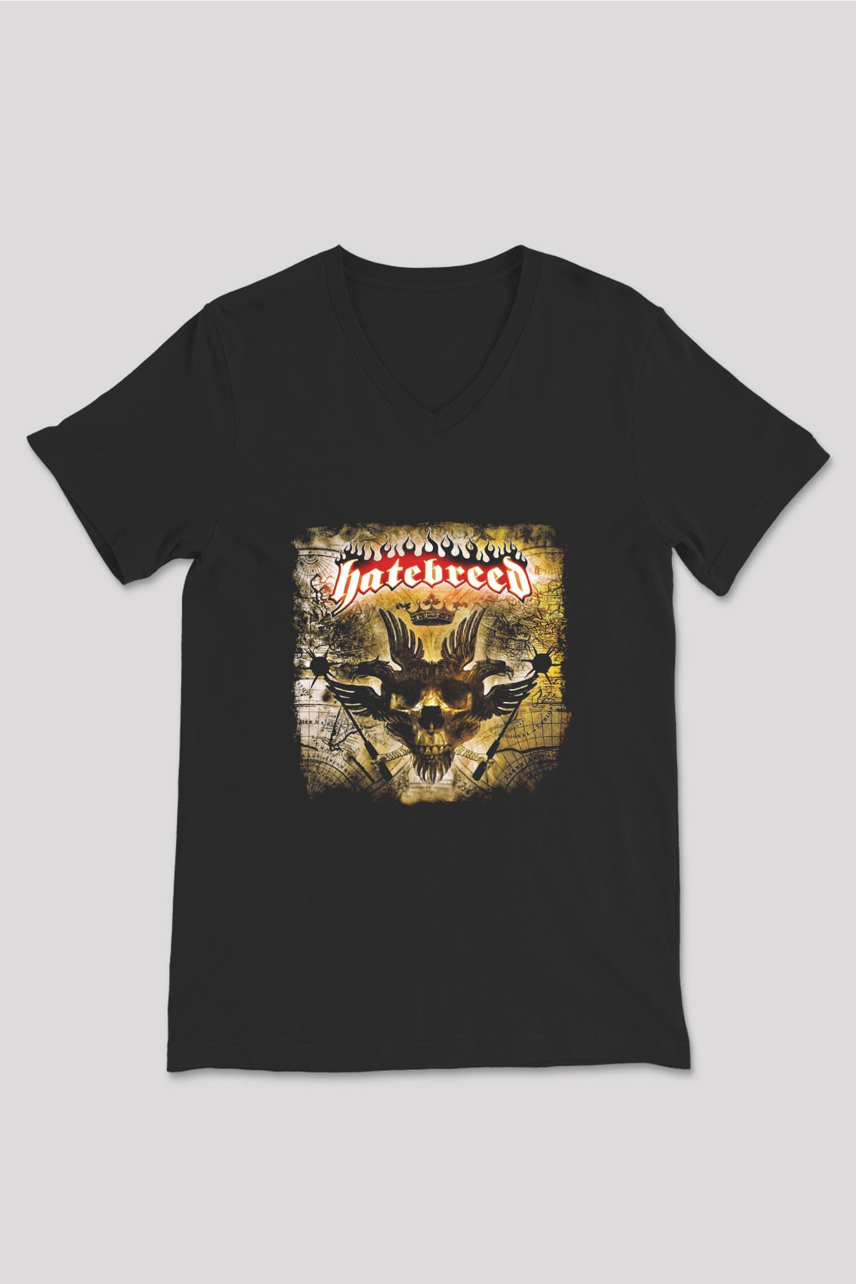 Hatebreed Baskılı Unisex Siyah V Yaka Tişört