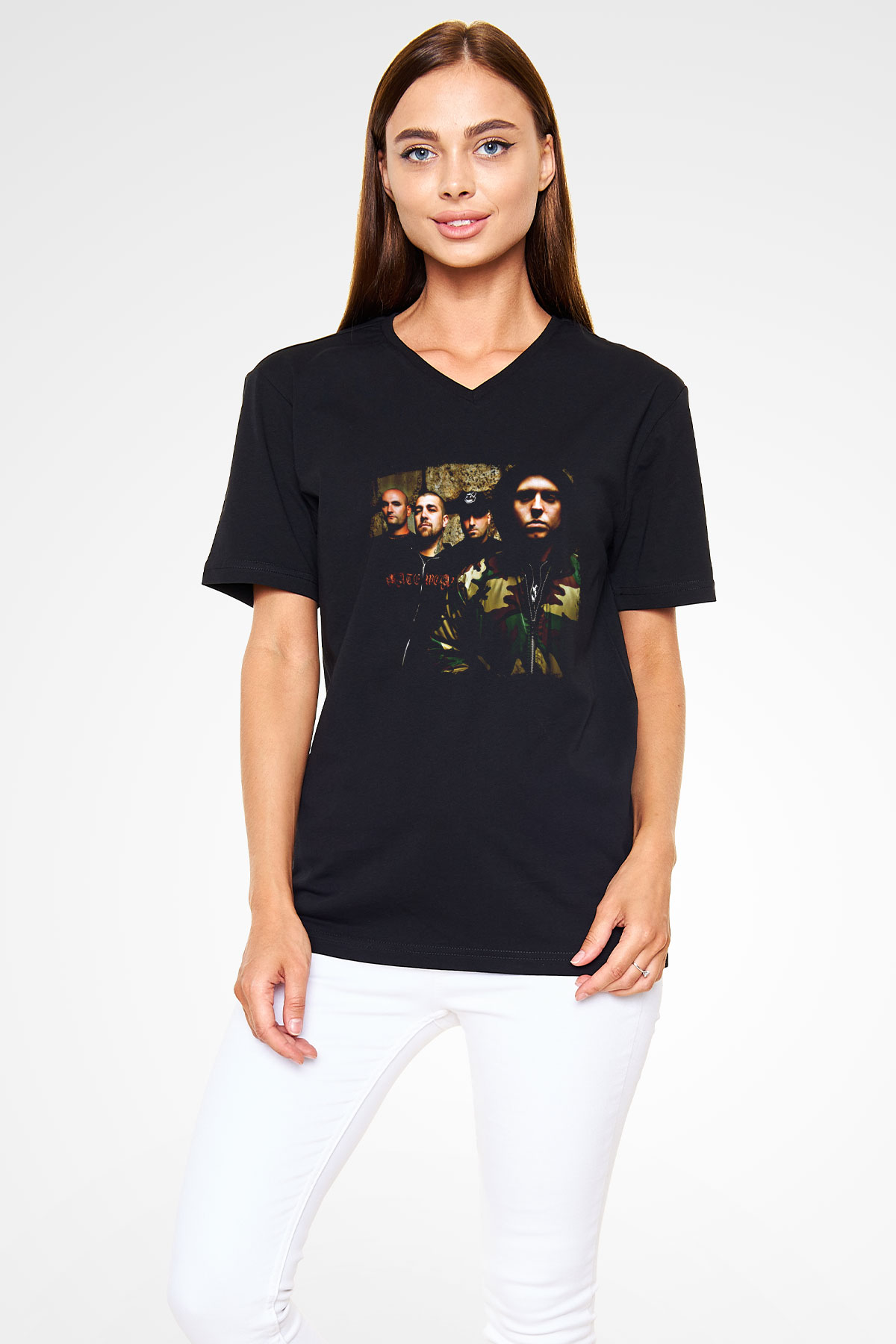 Hatebreed Baskılı Unisex Siyah V Yaka Tişört