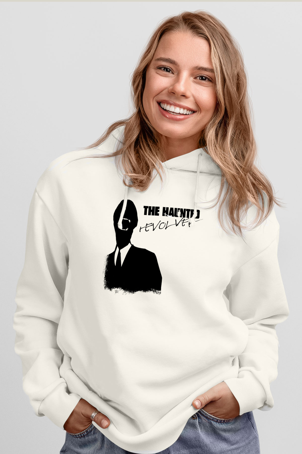 Haunted (The) Baskılı Unisex Beyaz Hoodie