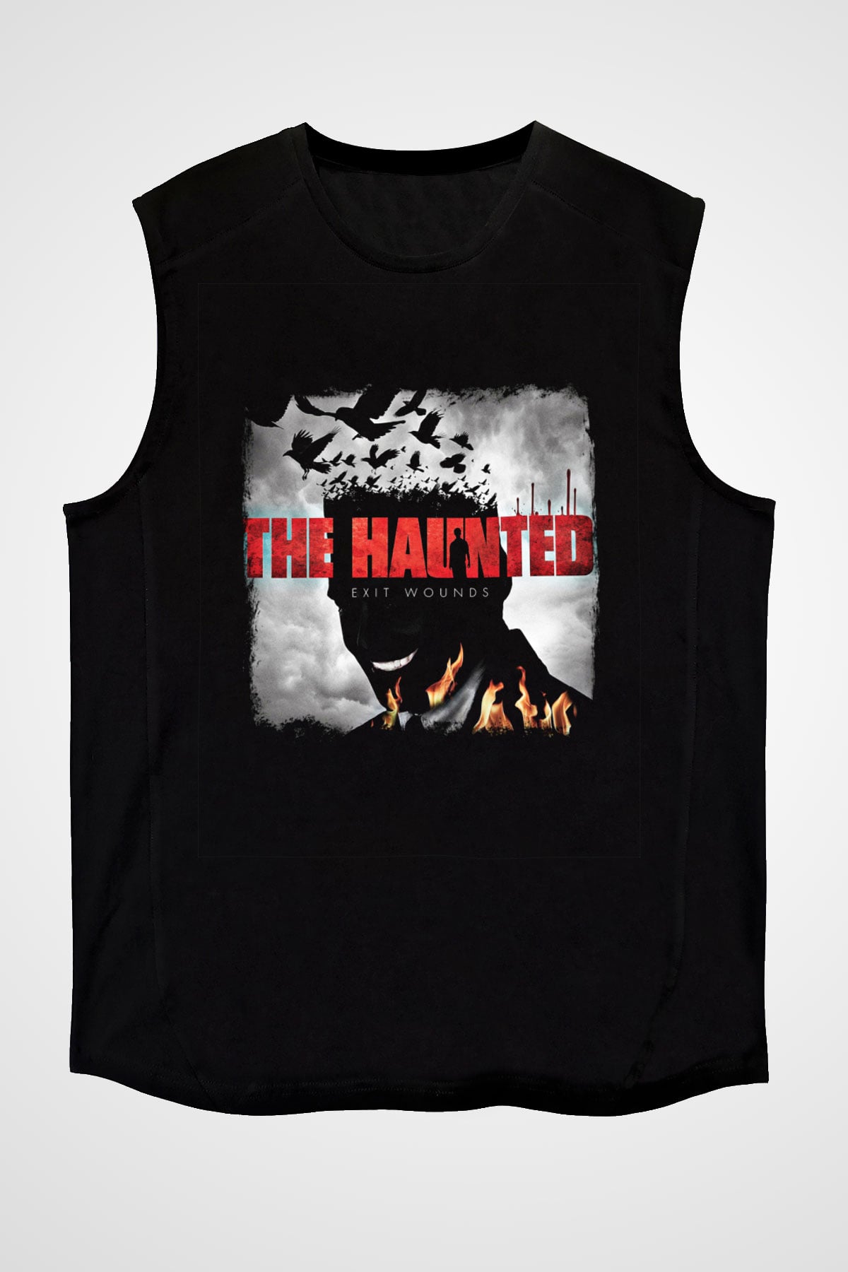 Haunted (The) Baskılı Unisex Siyah Kolsuz Tişört